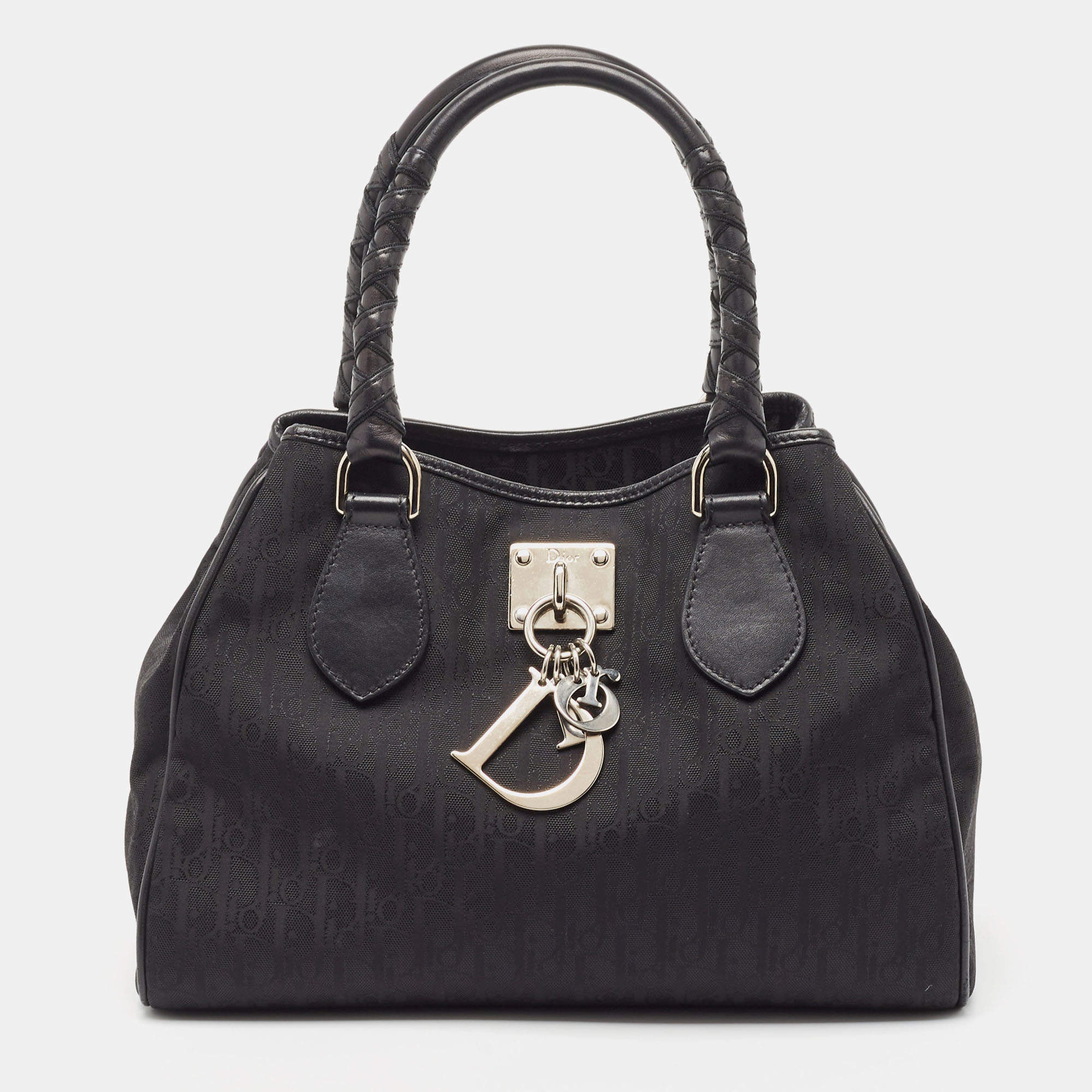 Pre Owned Dior Black Diorissimo Canvas and Leather Charming Satchel