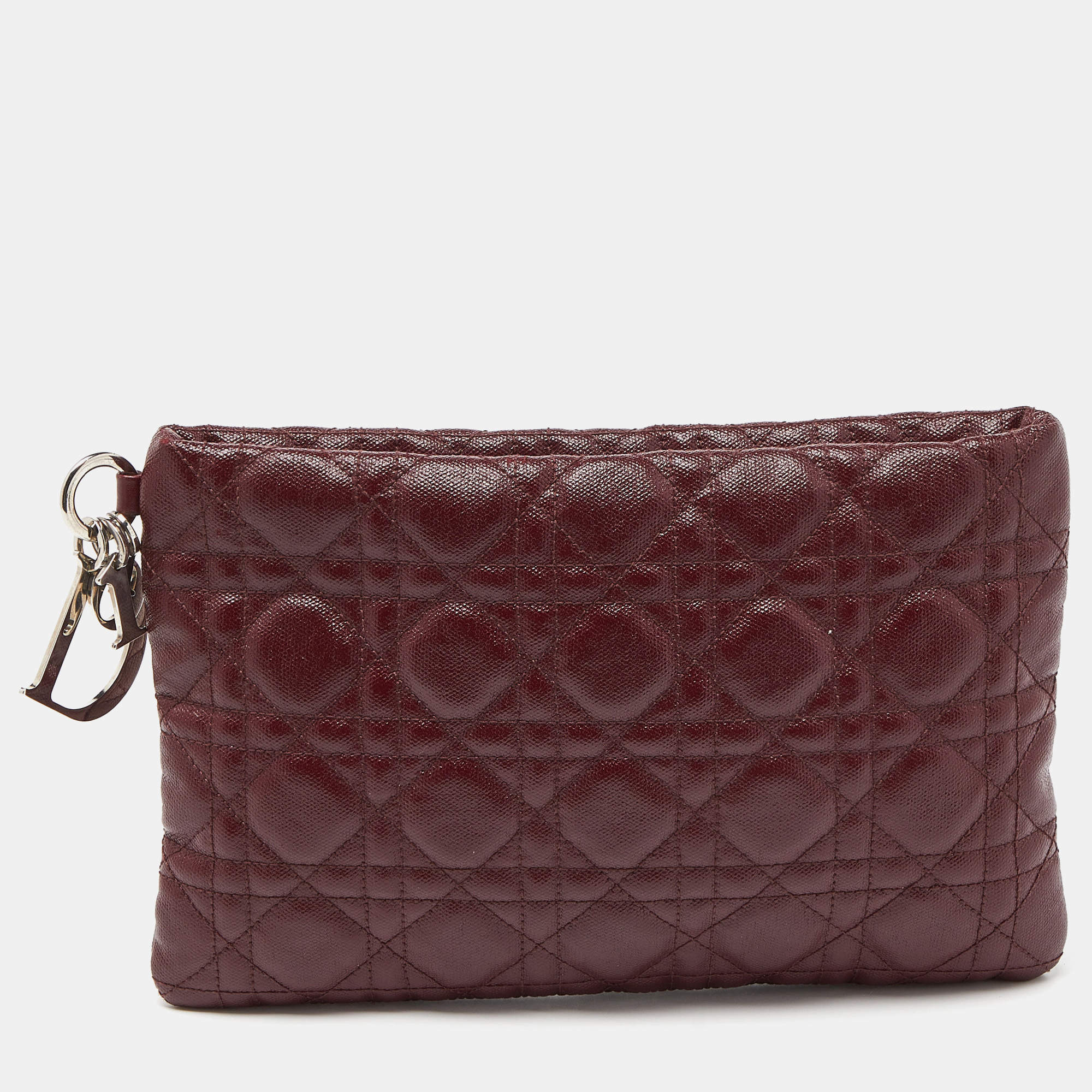 Pre Owned Dior Red Cannage Coated Canvas Panarea Clutch