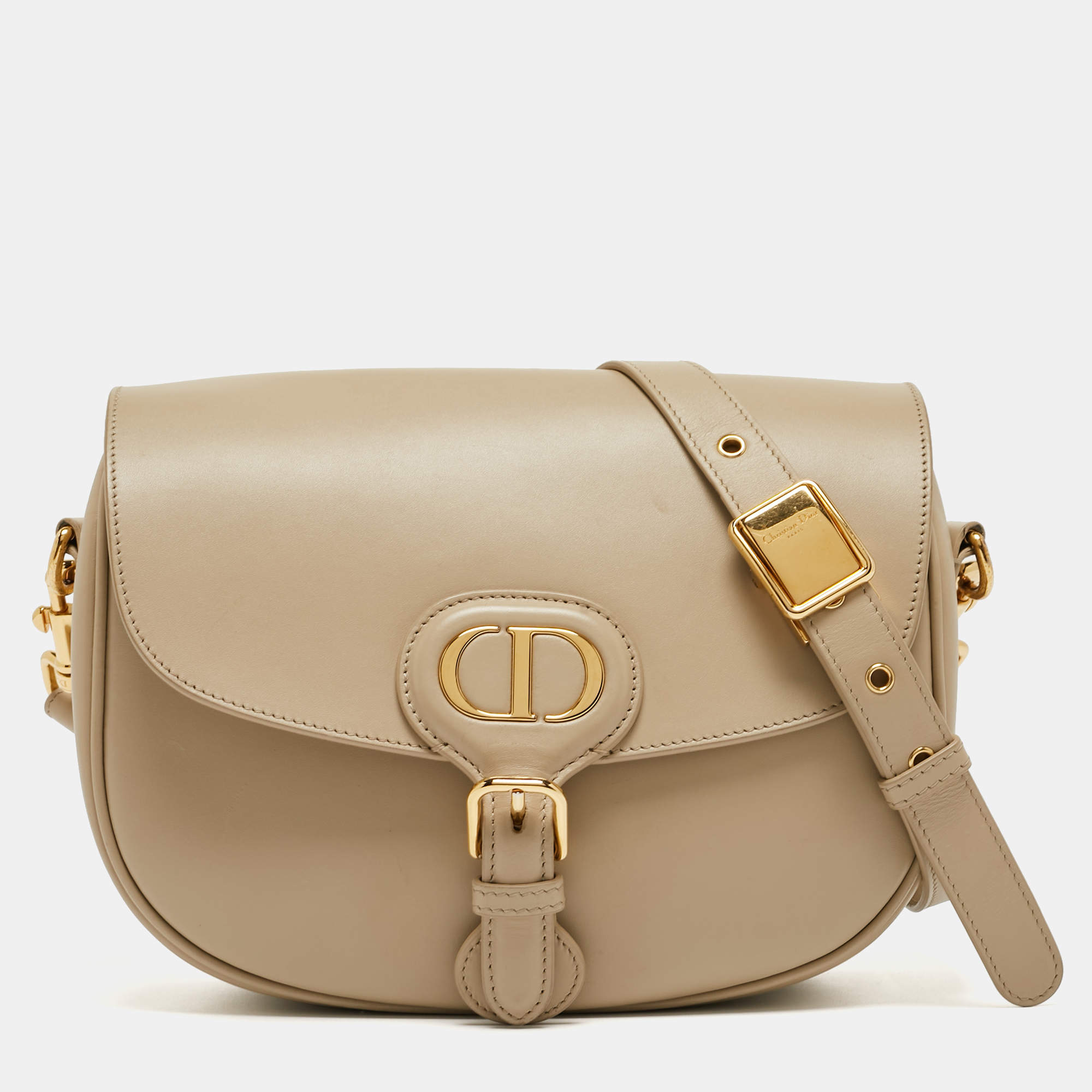 Pre Owned Dior Beige Leather Medium Bobby Shoulder Bag