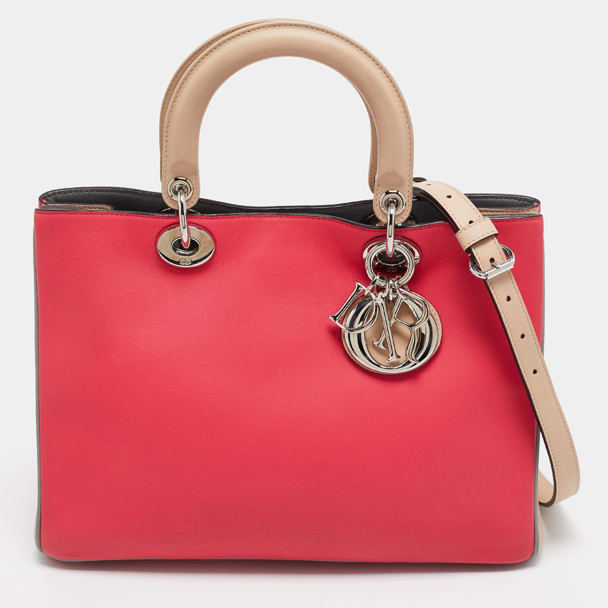 Pre Owned Dior Tricolor Leather Medium Diorissimo Tote