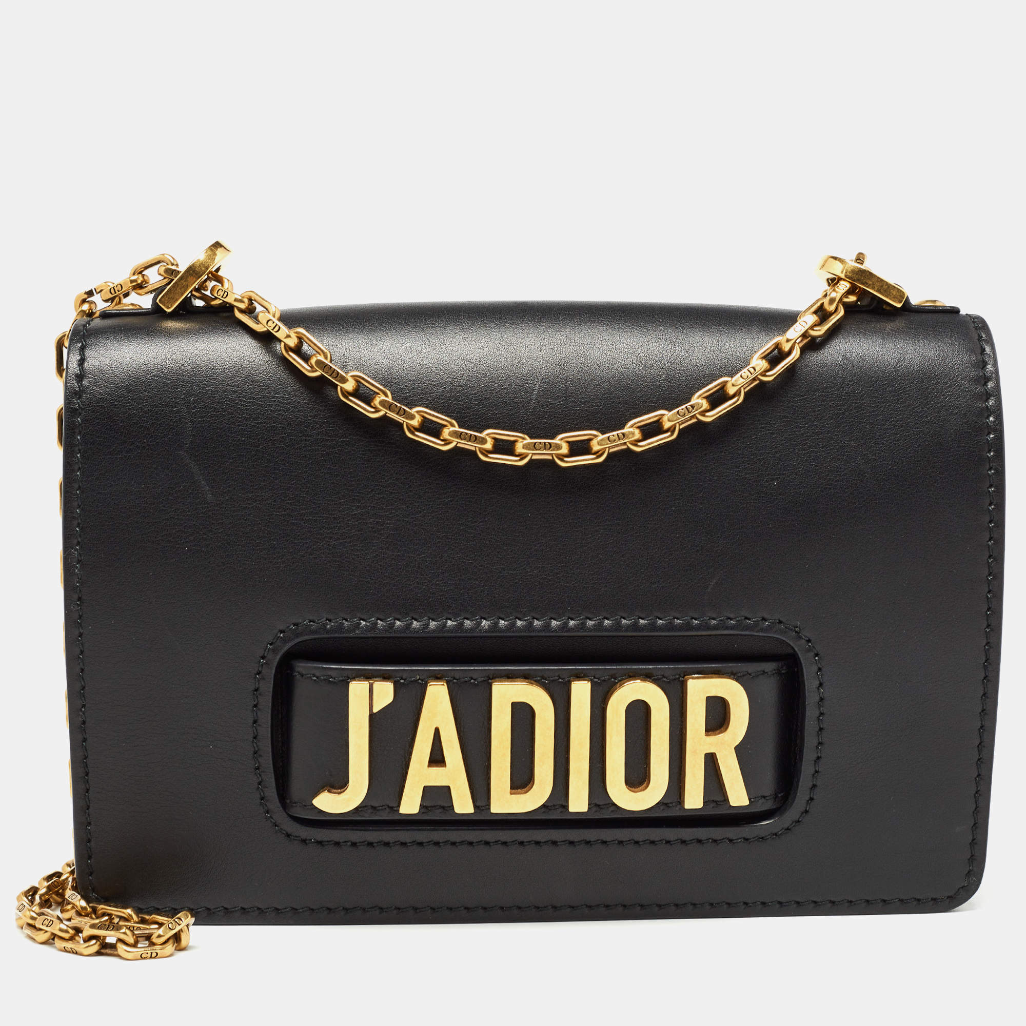 Pre Owned Dior Black Leather J’adior Flap Shoulder Bag