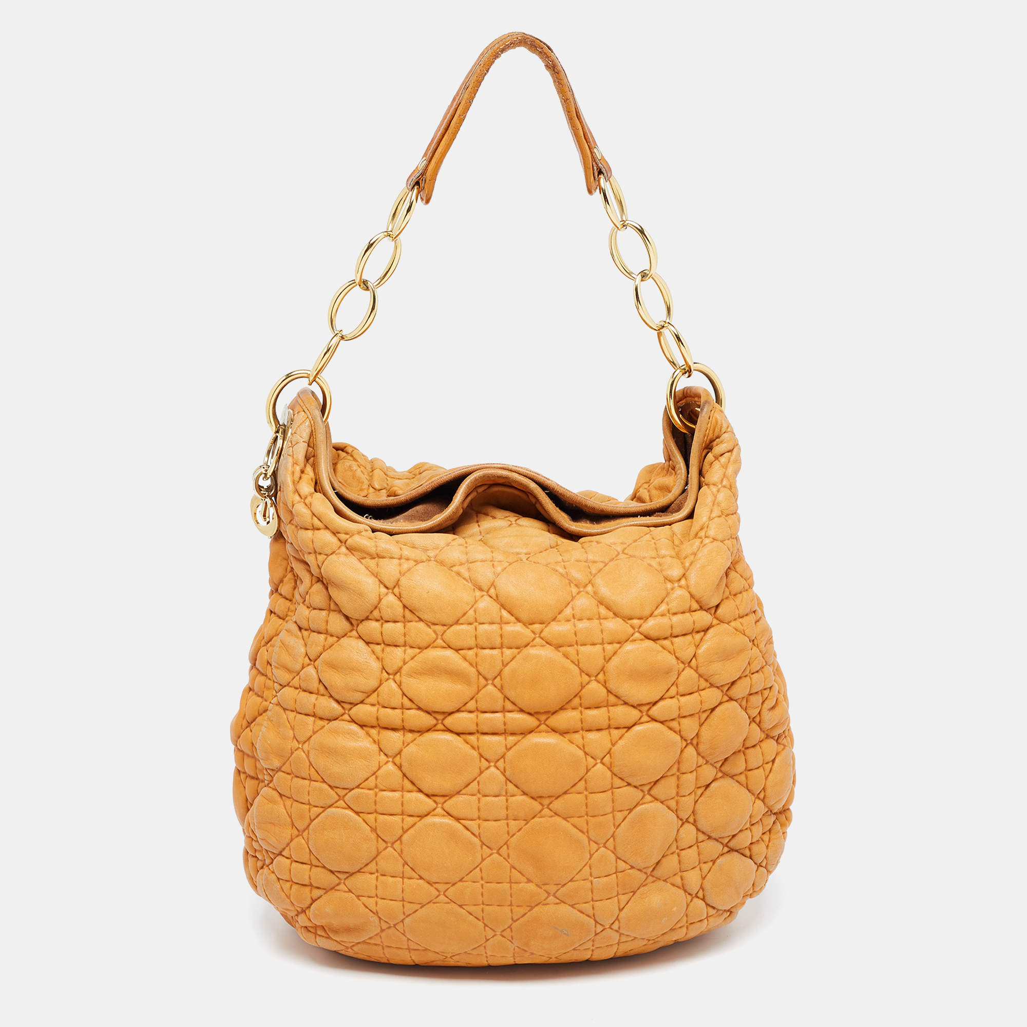 Dior Orange Cannage Soft Leather Small Hobo