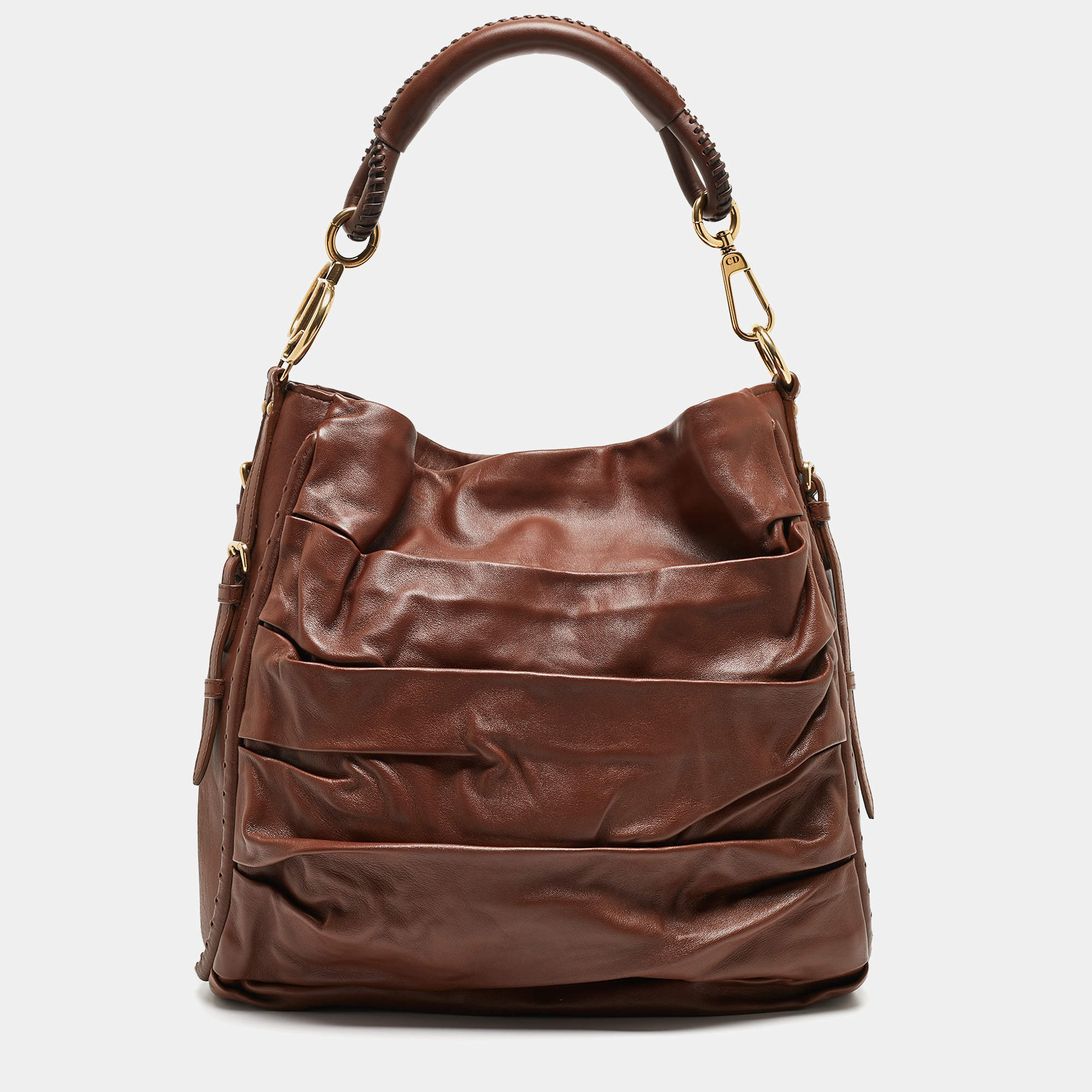 Pre Owned Dior Dark Brown Leather Libertine Hobo