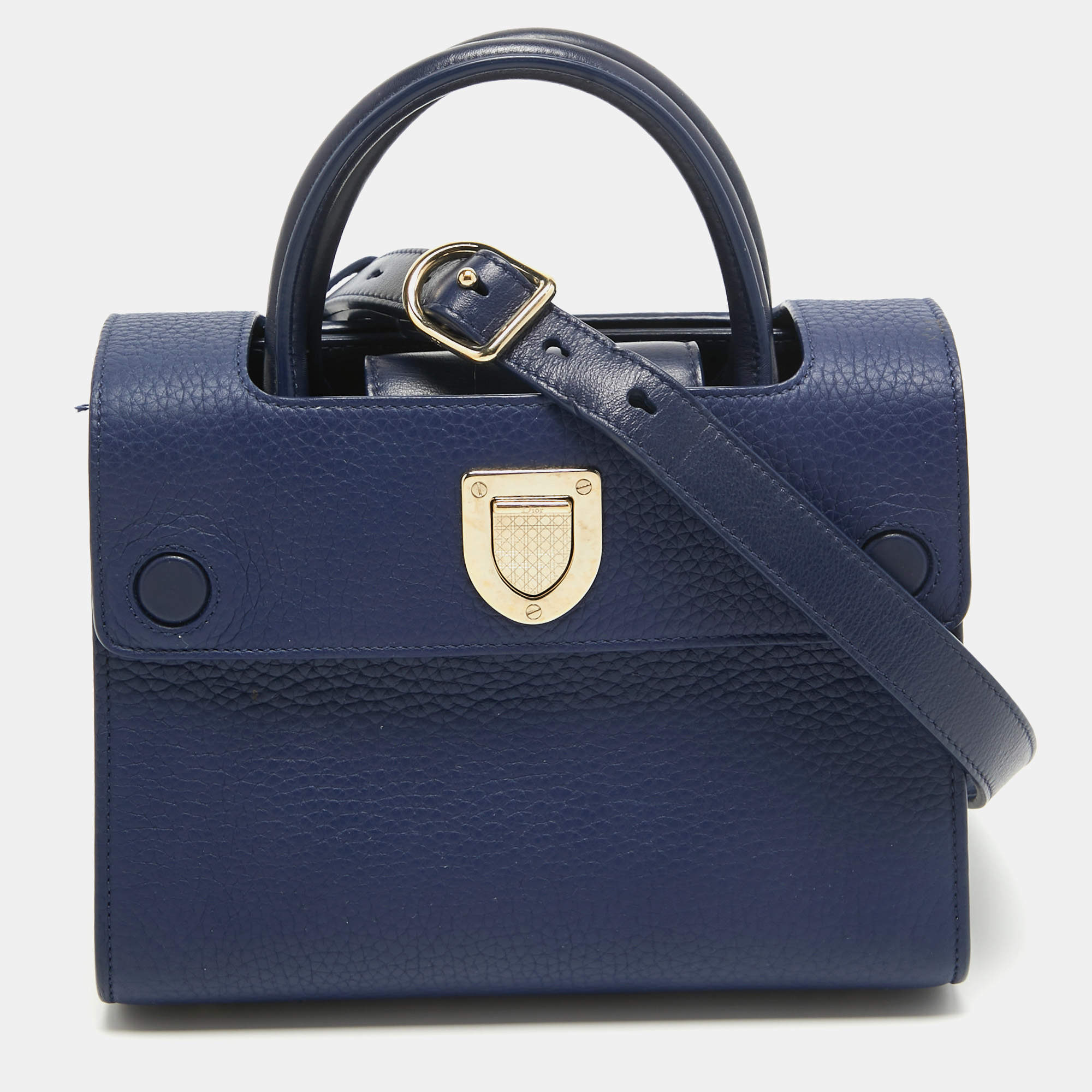 Pre Owned Dior Blue Leather Mini Diorever Top Handle Bag