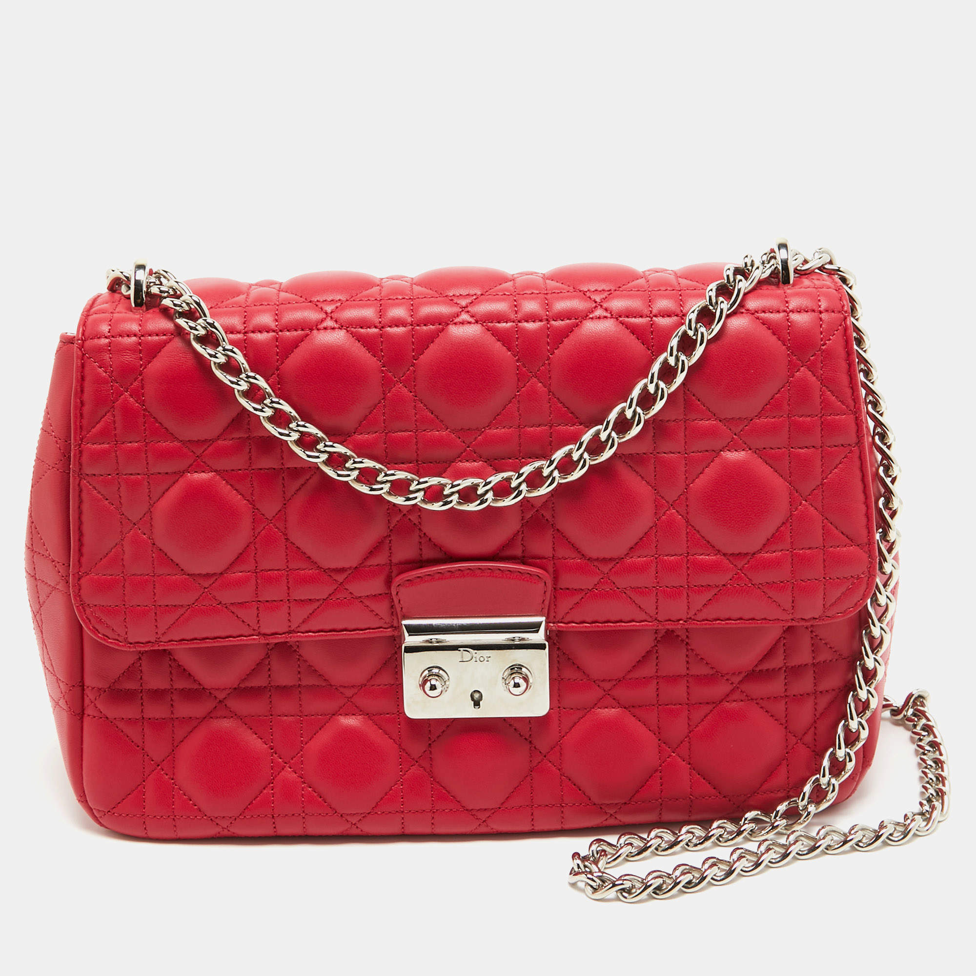 Pre Owned Dior Pink Cannage Leather Medium Miss Dior Shoulder Bag