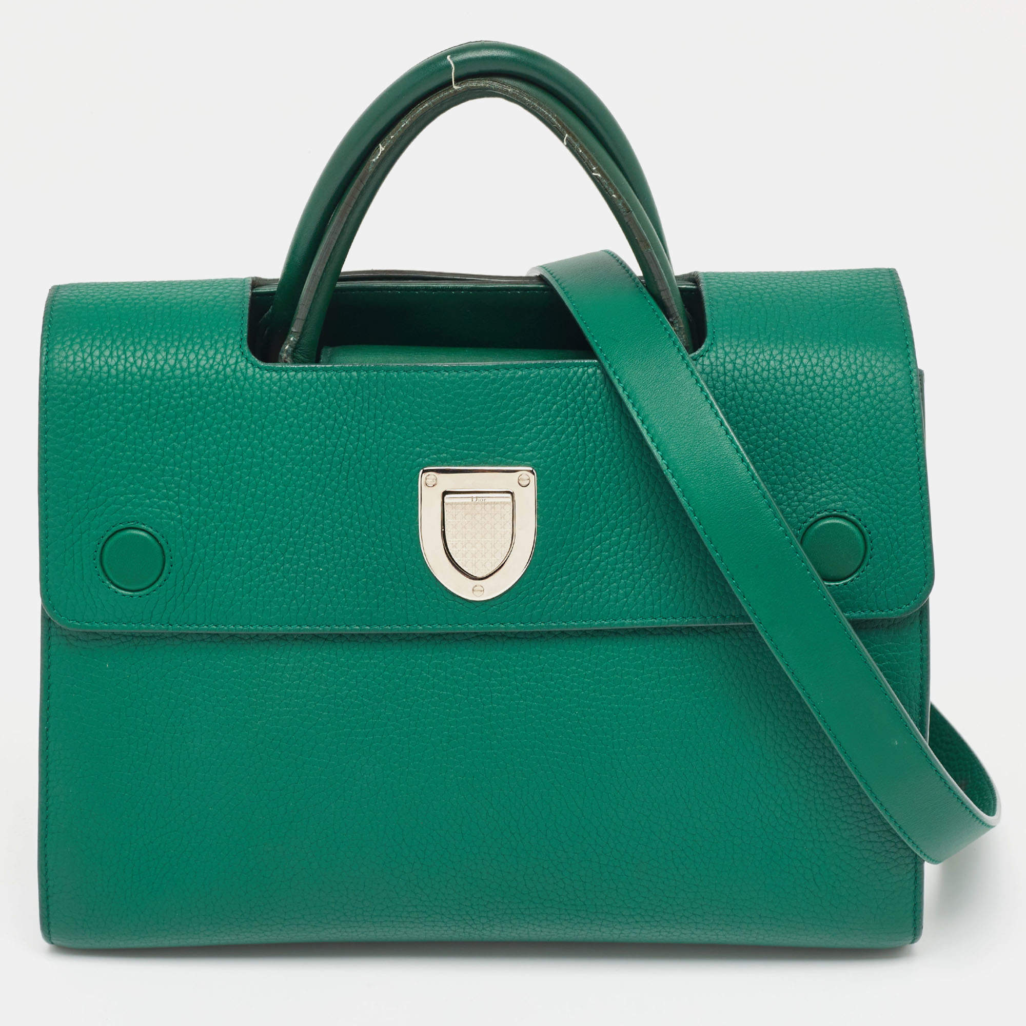 Pre Owned Dior Green Leather Medium Diorever Bag