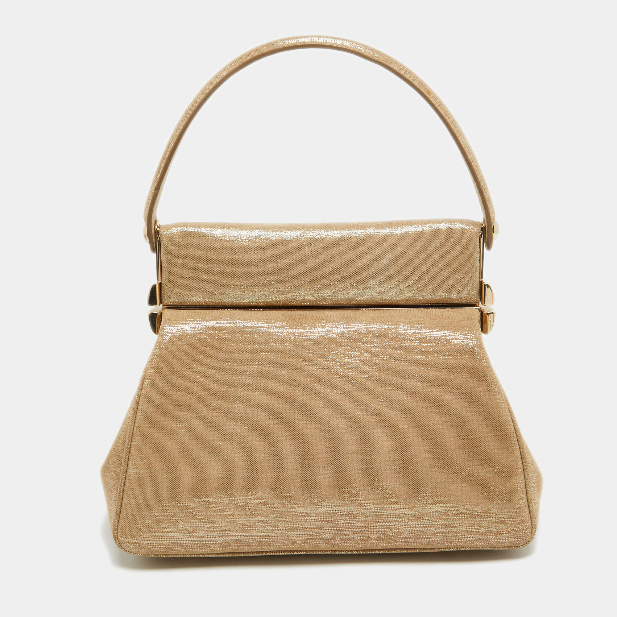 Pre Owned Dior Gold Metallic Suede Babe Vanity Top Handle Bag