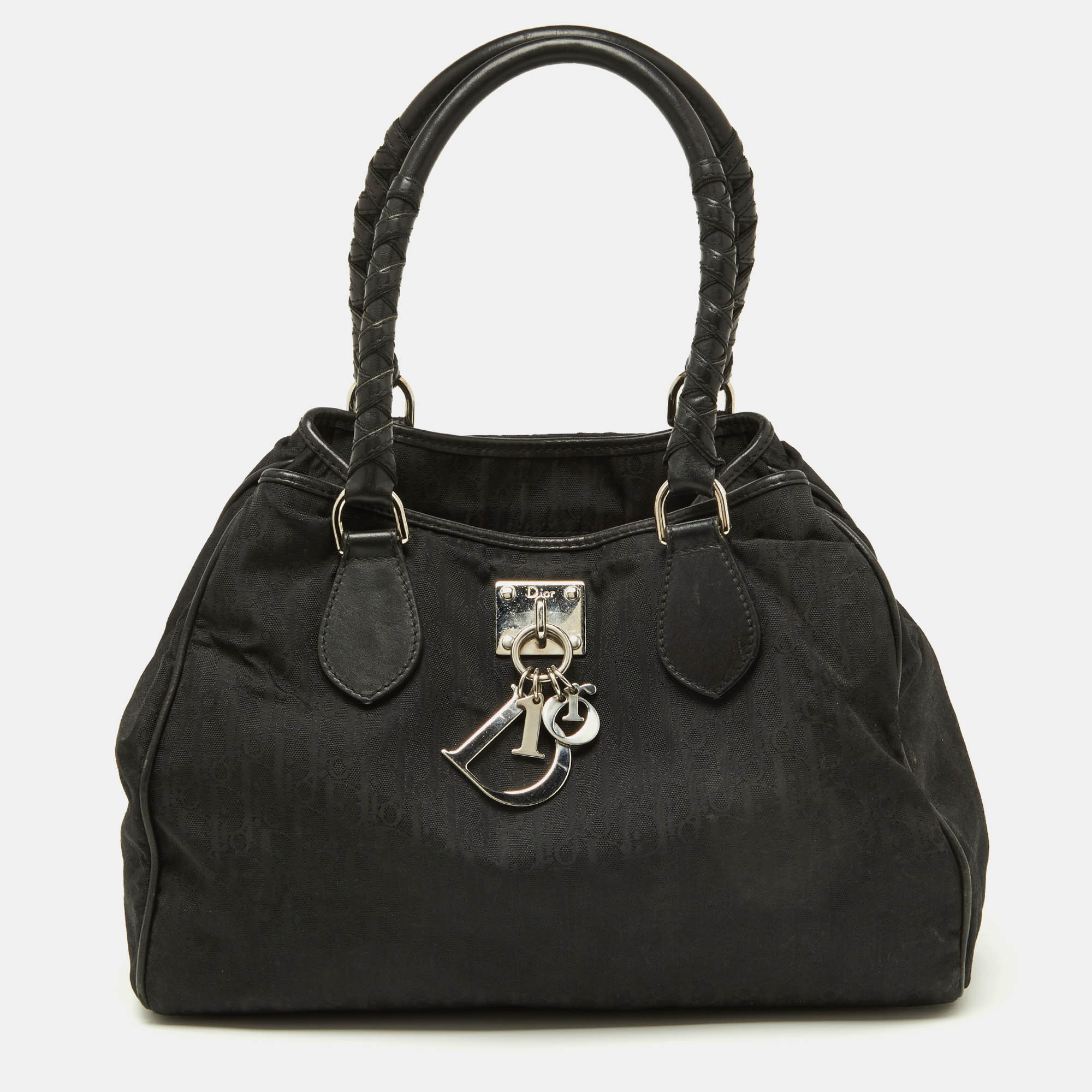 Pre Owned حقيبة ديور كانفاس أوبليك أسود صغيرة