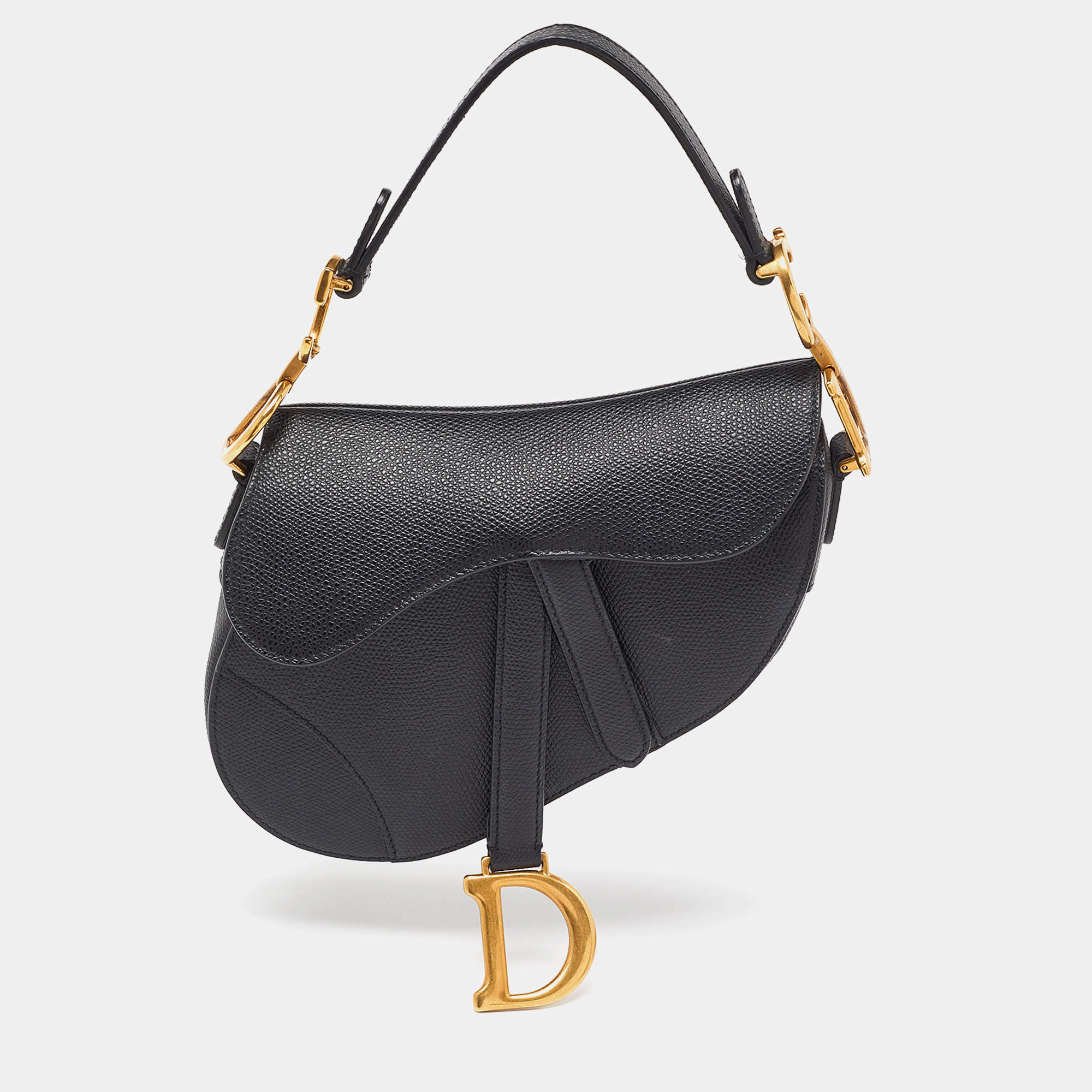 Dior Black Leather Mini Saddle Bag