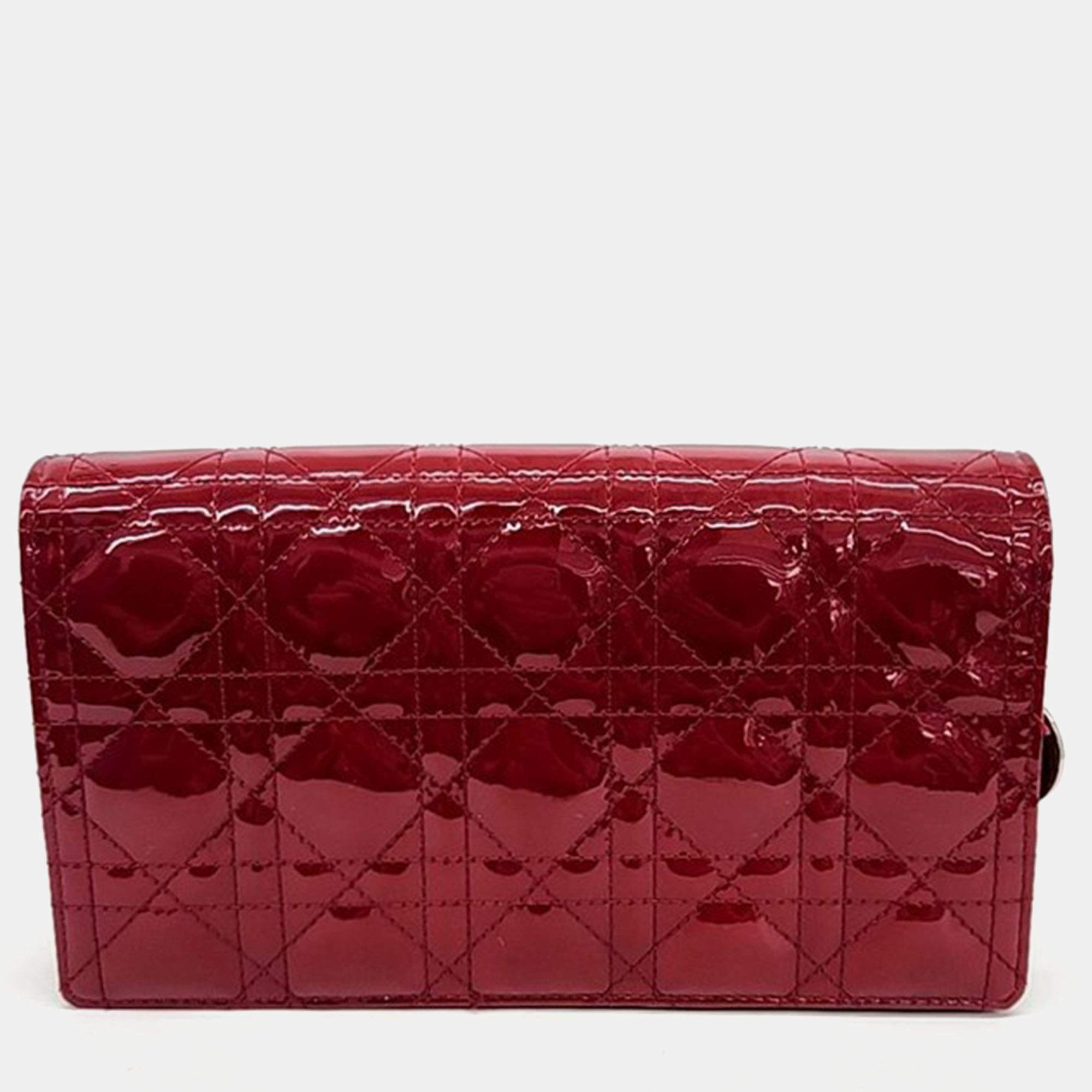 Chanel Red Patent Leather Cannage Chain Crossbody Bag