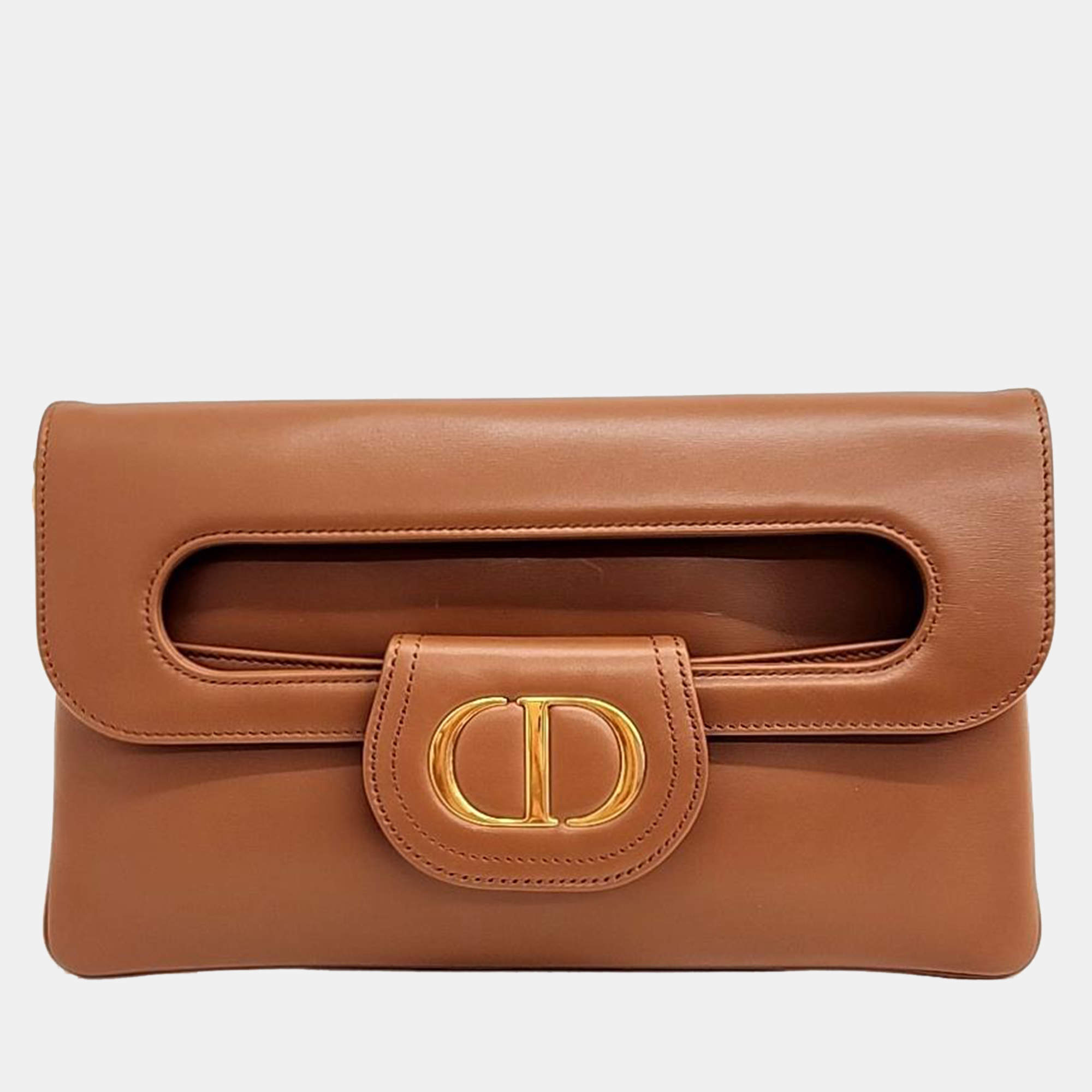 Dior Brown Leather Medium Clutch Bag