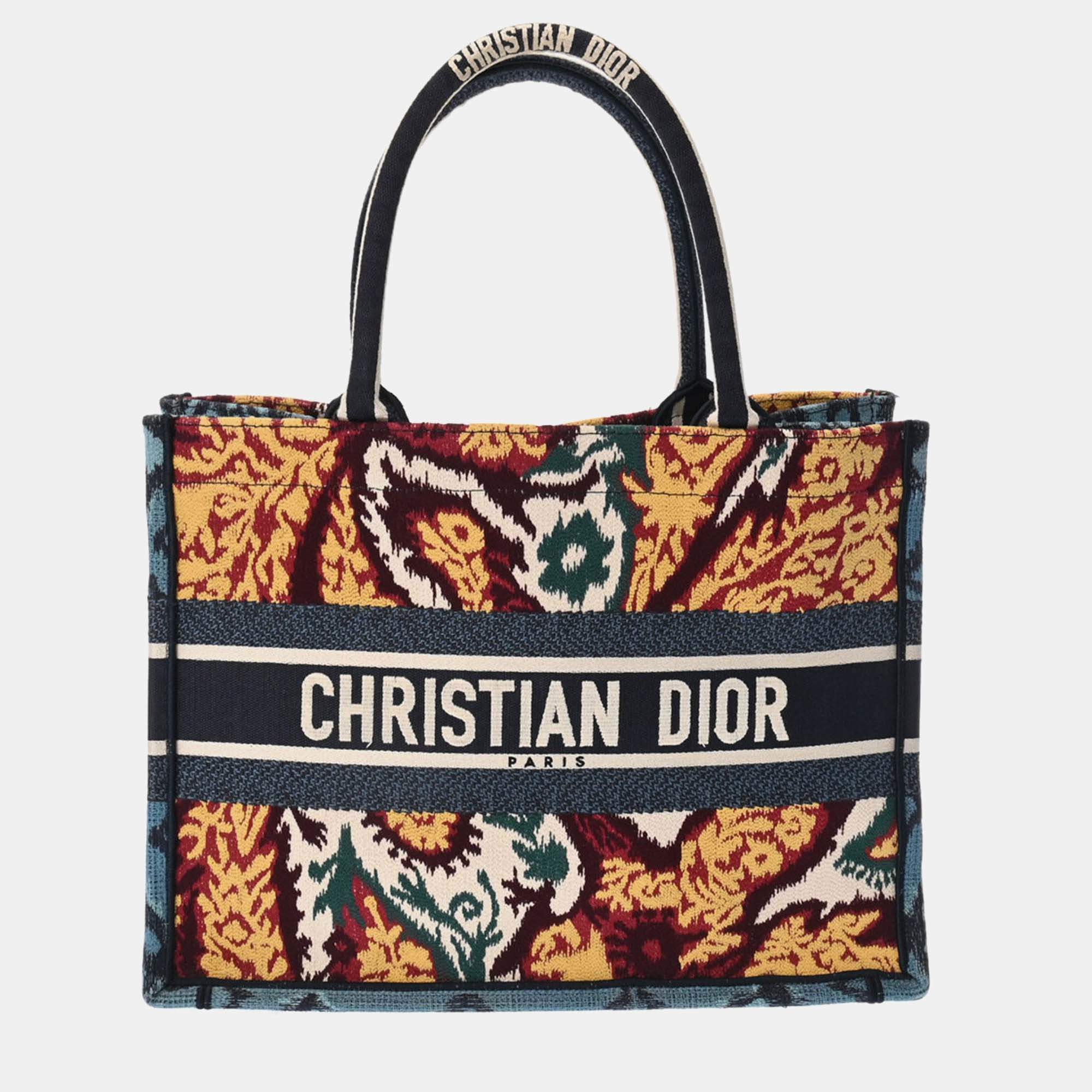 Dior Multicolour Canvas Embroidered Large Paisley Book Tote Bag