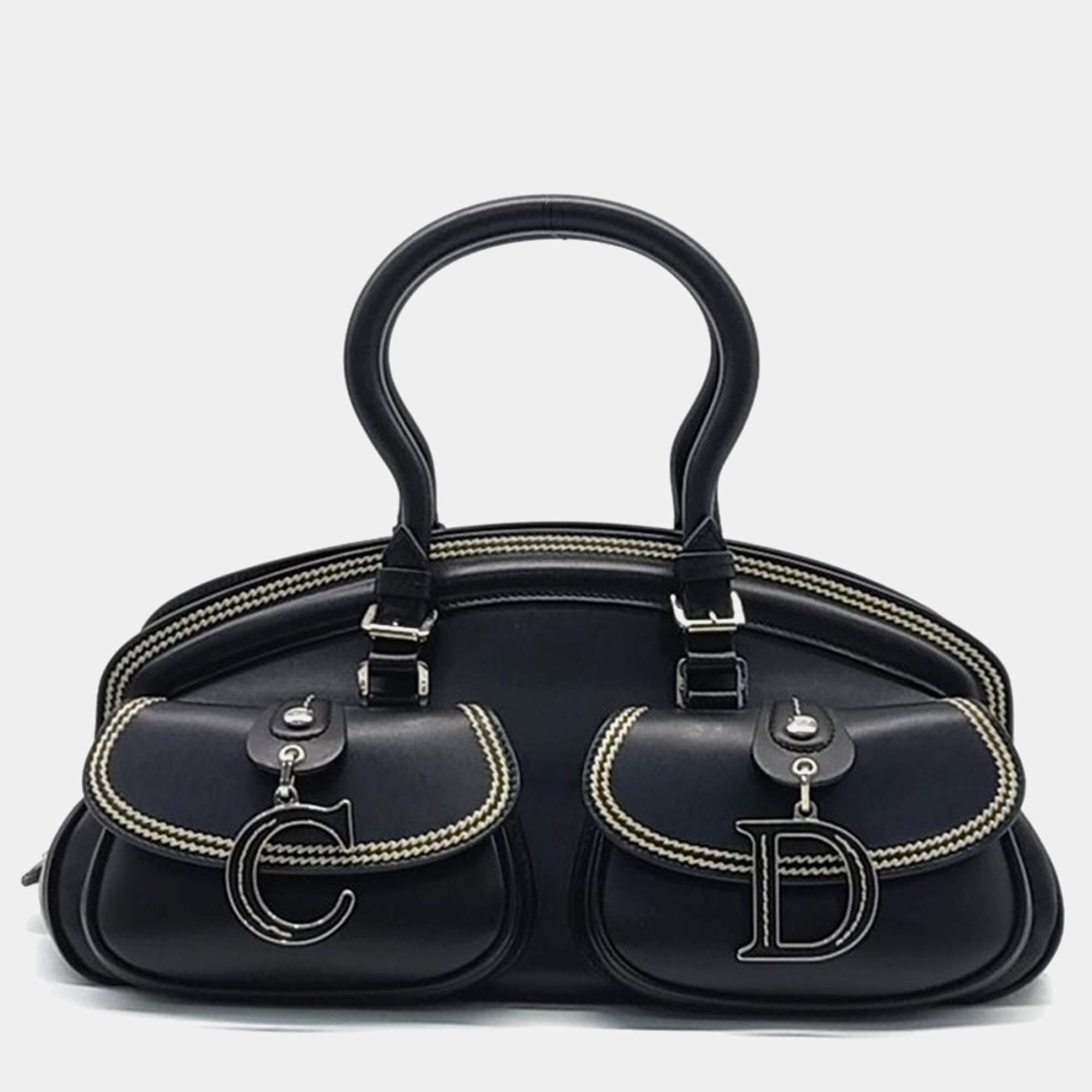 Pre Owned Dior Black Leather My Dior Tote Bag
