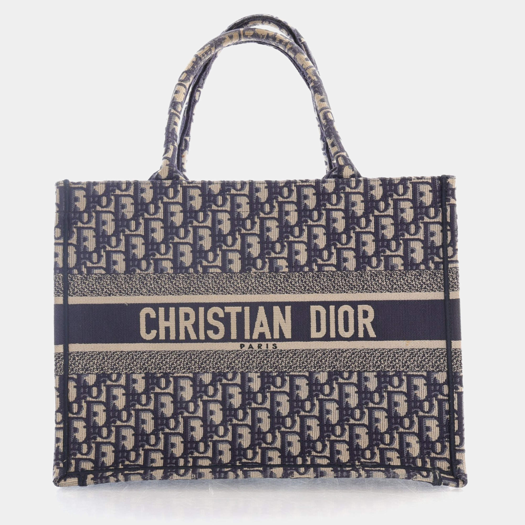 Dior Blue Oblique Canvas Medium Book Tote Bag