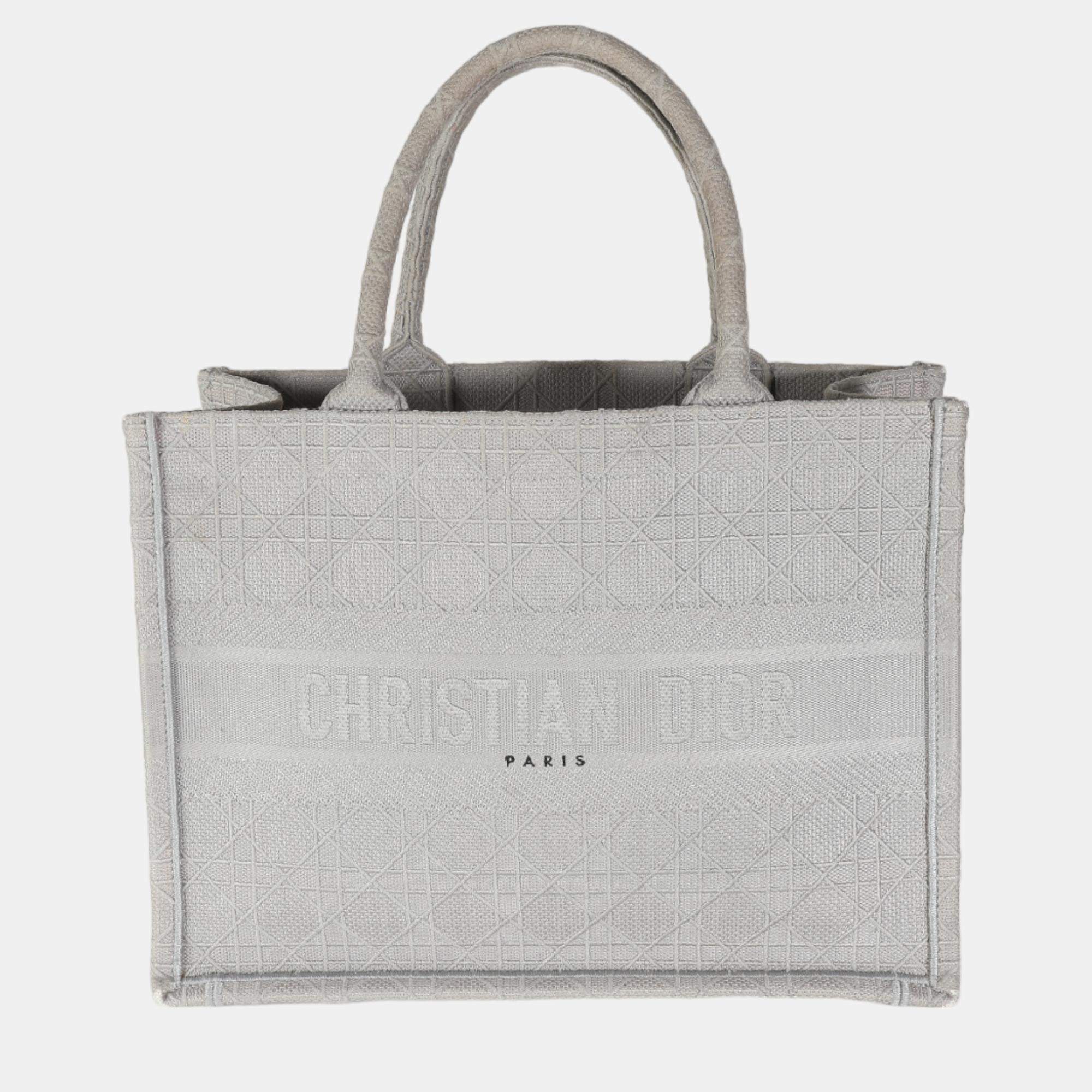 Dior Grey Canvas Medium Book Tote Bag