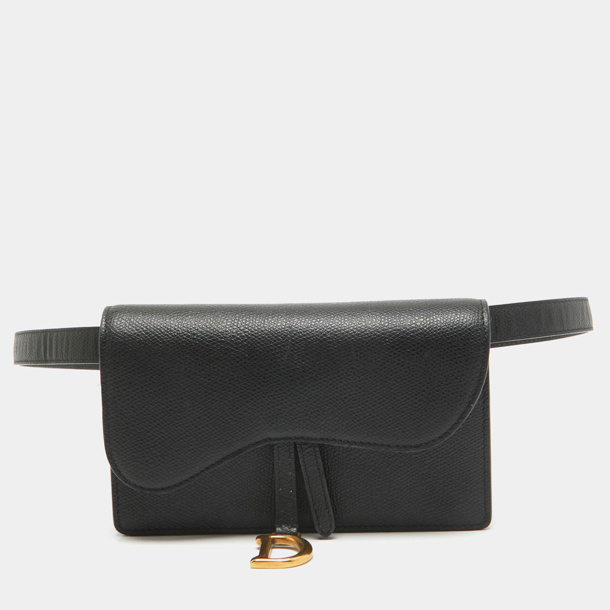 Dior Black Leather Saddle Belt Pouch