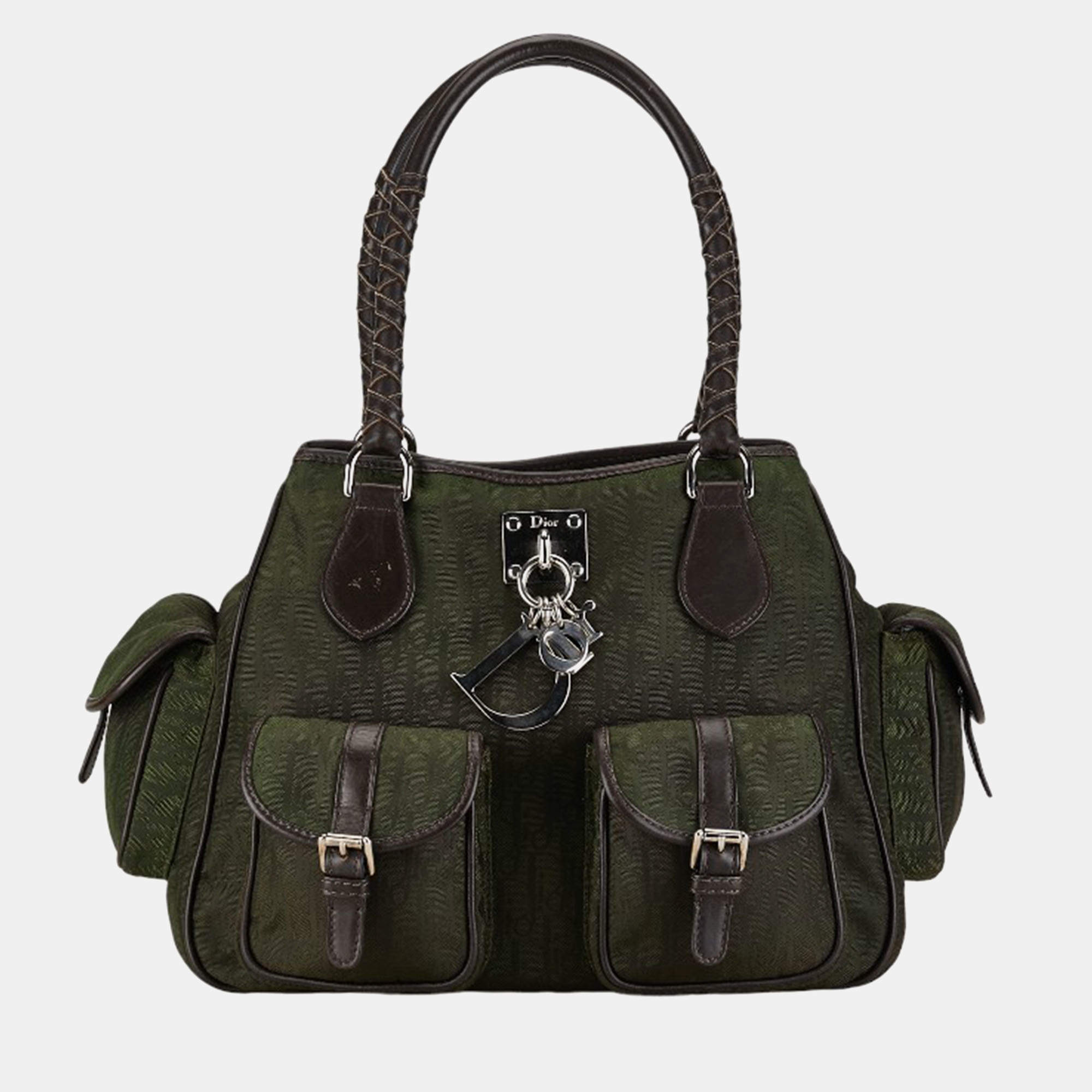 Pre Owned Dior Bronze Canvas Diorrissimo Multi Pocket Handbag