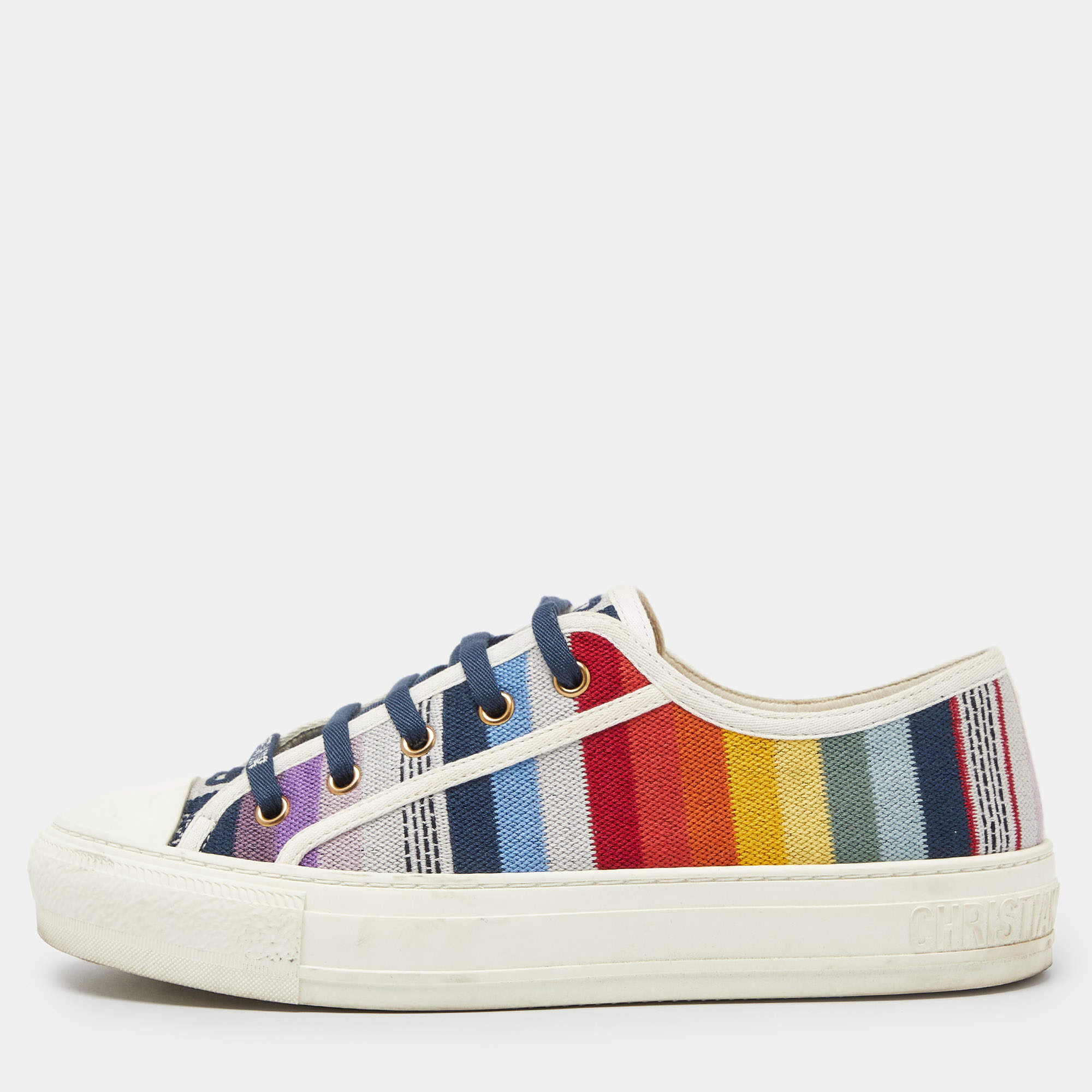 Pre Owned Dior Multicolor Canvas Walk n Dior Low Top Sneakers Size 38