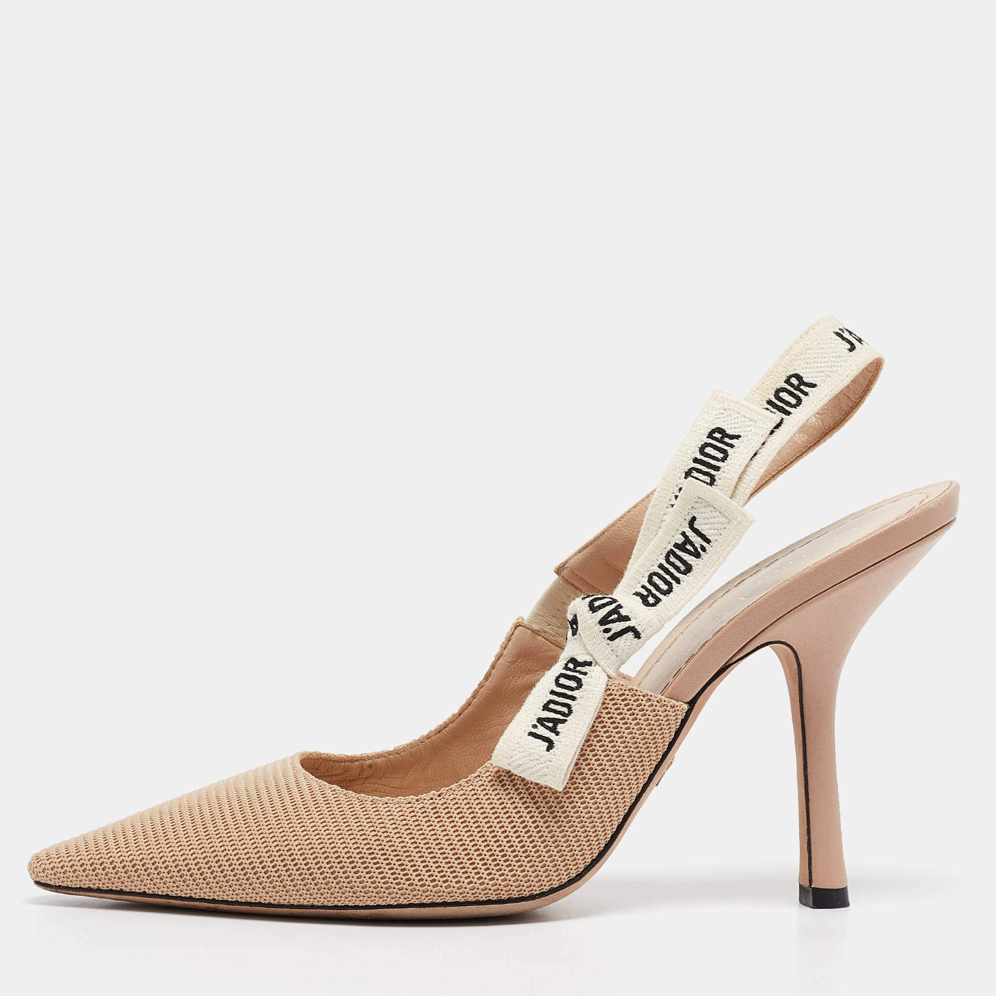 Pre Owned Dior Beige Fabric J'Adior Pointed Toe Pumps Size 40