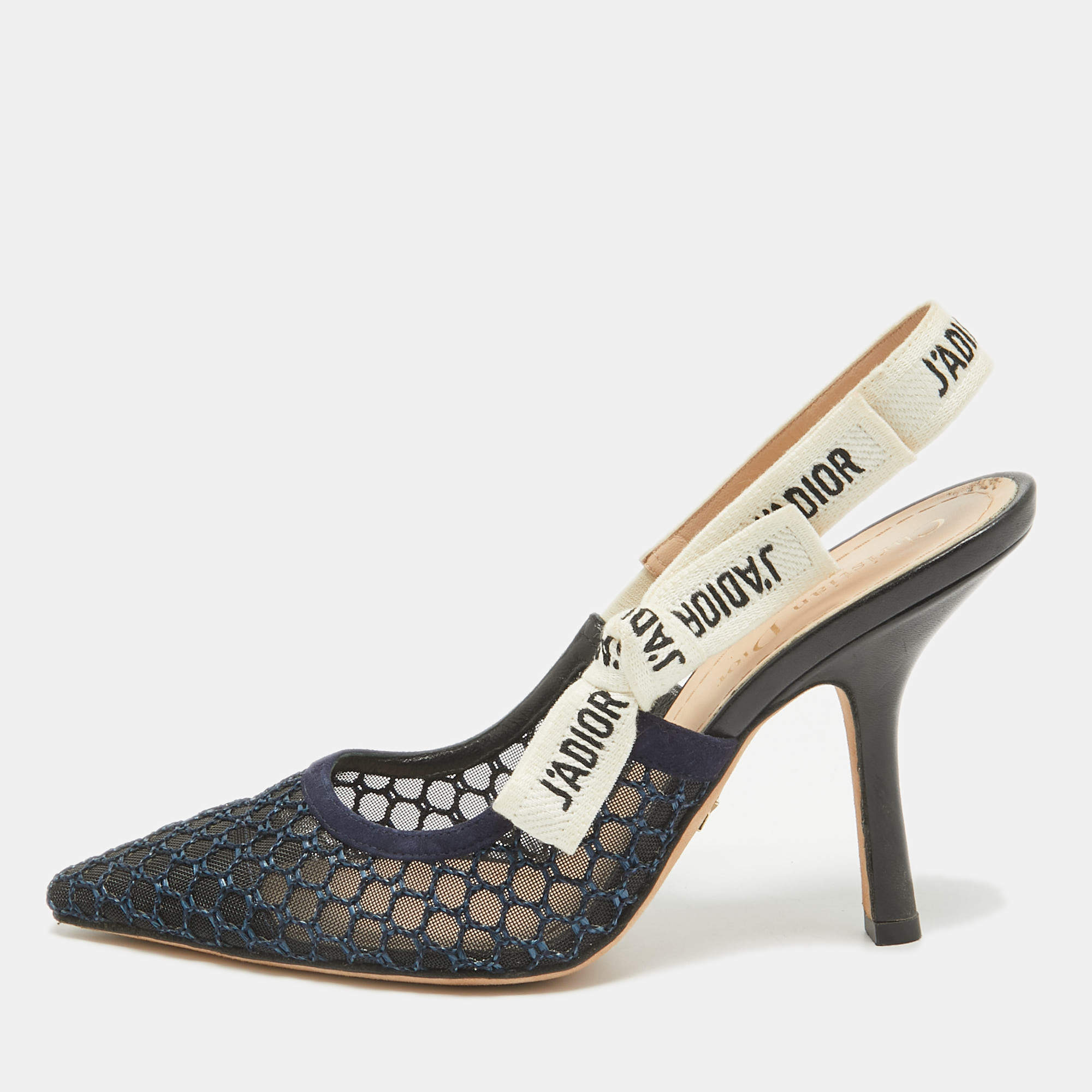 Dior Navy Blue Mesh and Suede J'Adior Pumps Size 37