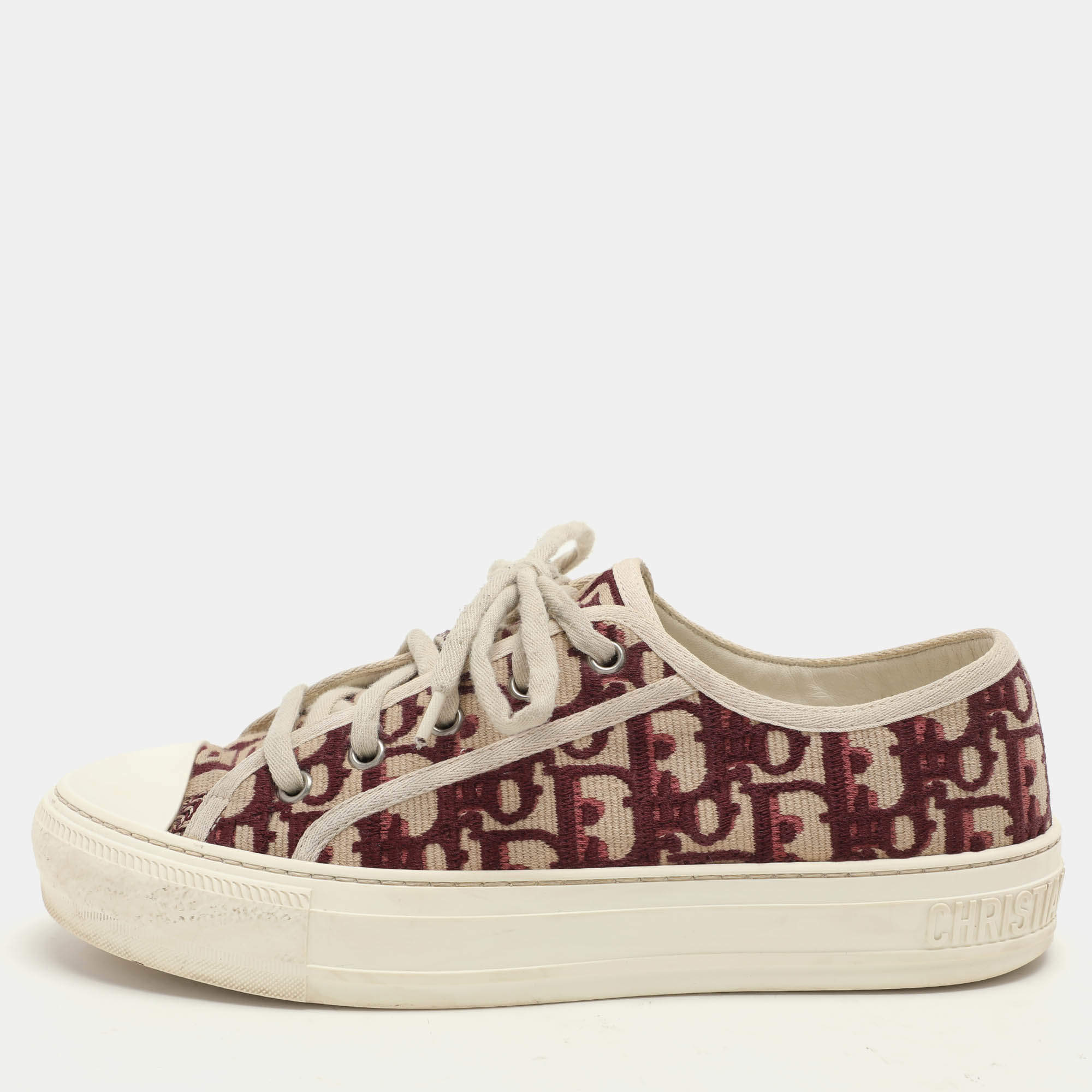 Pre Owned Dior Multicolor Oblique Canvas Walk'n'Dior Low Top Sneakers Size 37