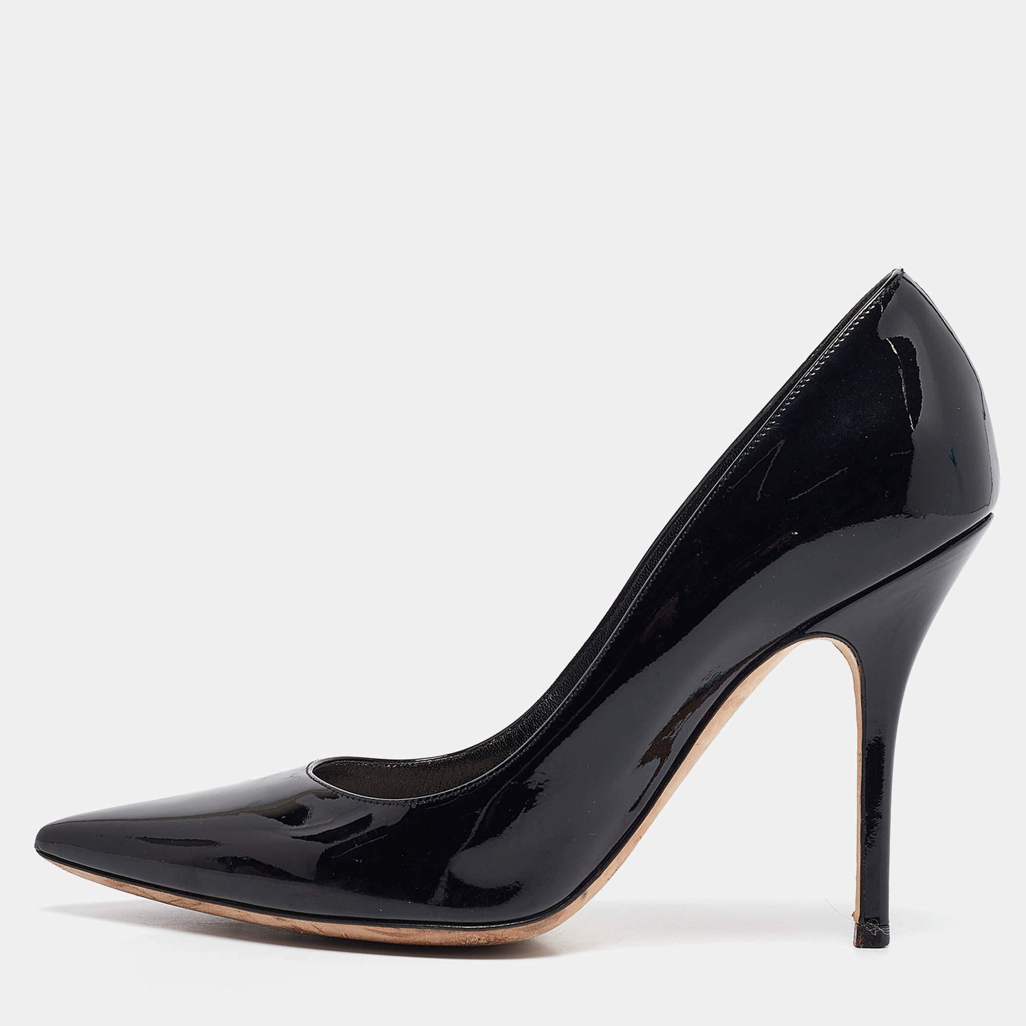 Pre Owned Dior Black Patent Leather Pointed Toe Pumps Size 38