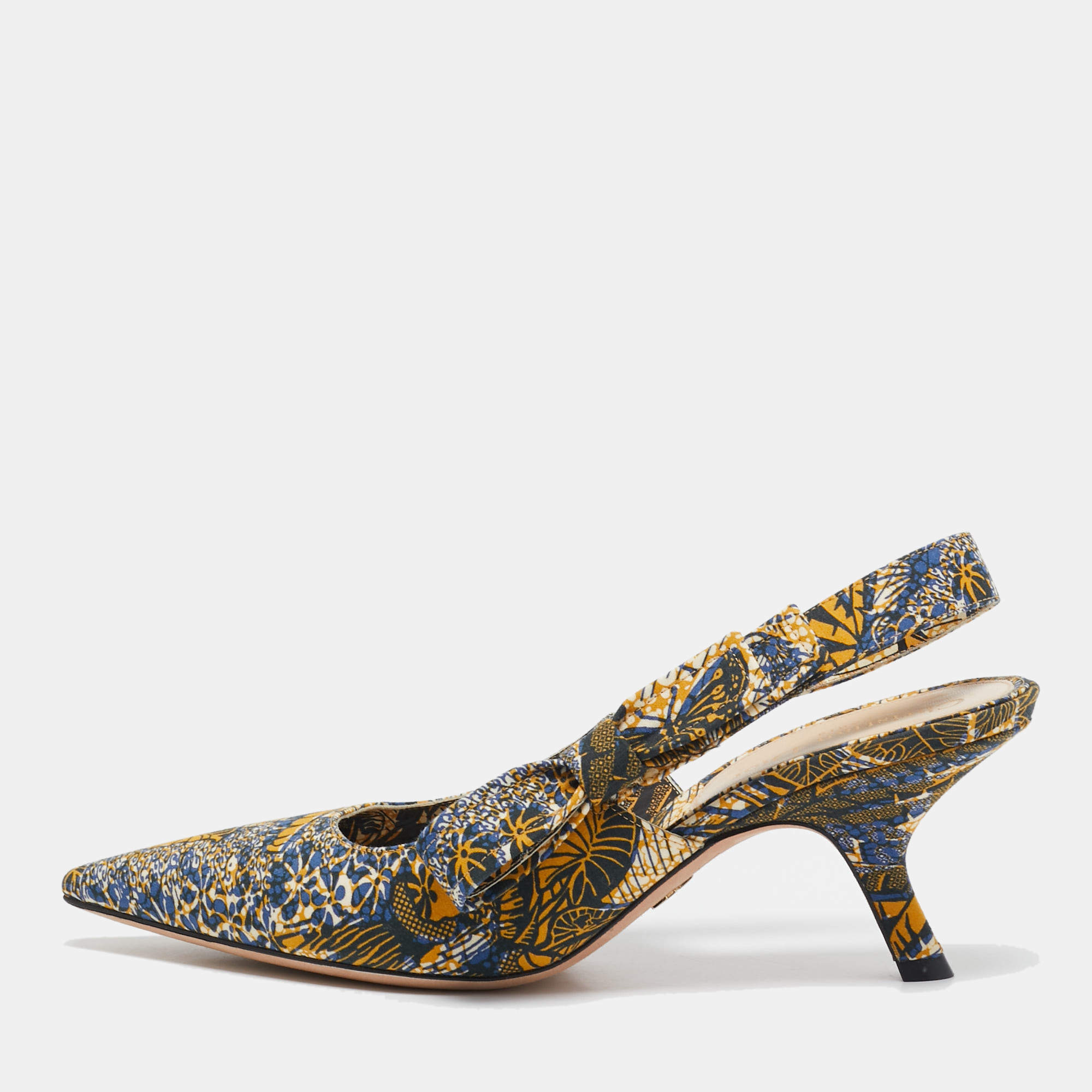 Dior Multicolor Fabric Toile De Jouy Sweet D Slingback Pumps 39