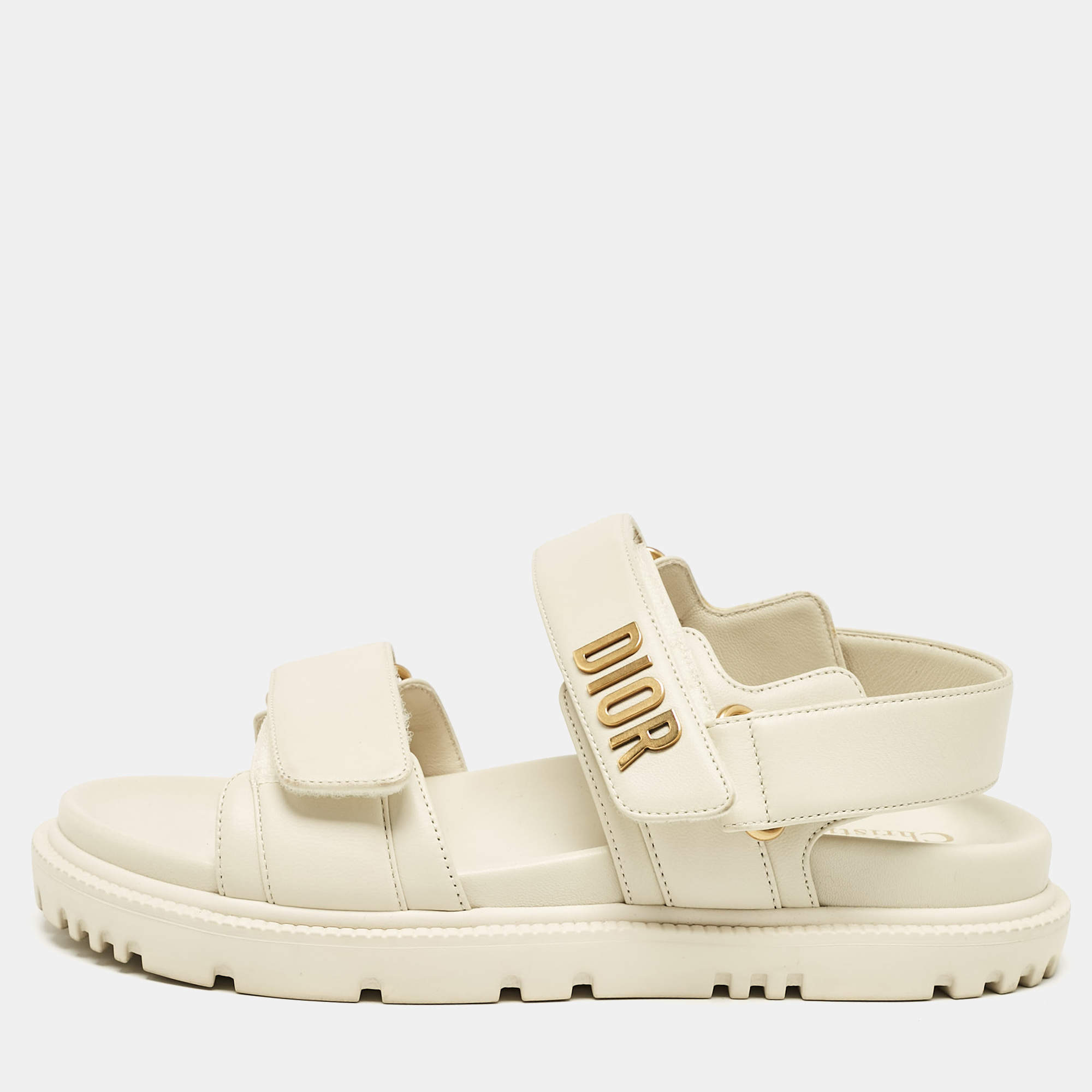 Dior Cream Leather DiorAct Slingback Sandals Size 35.5