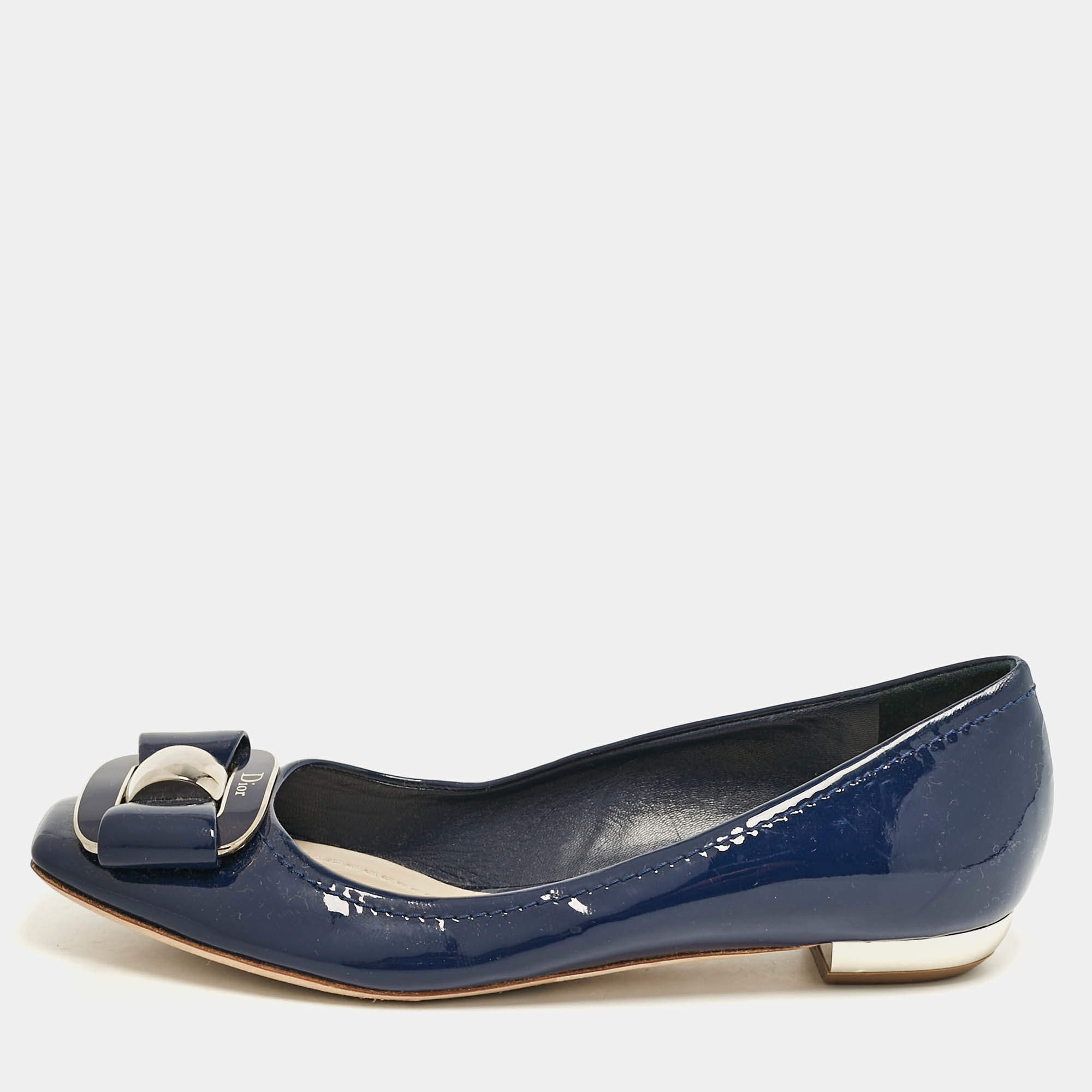 Dior Blue Patent Leather Ballet Flats Size 35.5
