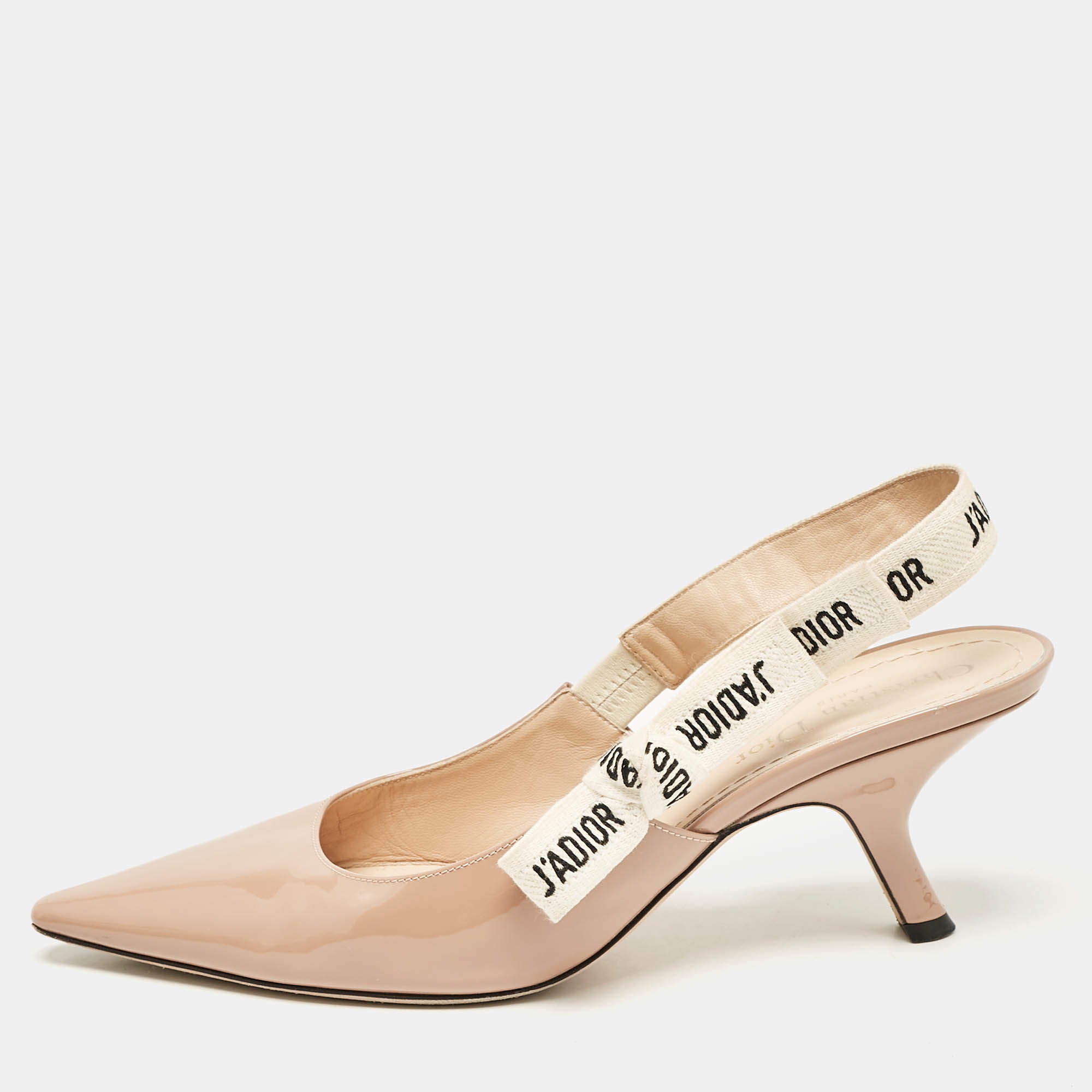 Pre Owned Dior Beige Patent J'Adior Slingback Pumps Size 39
