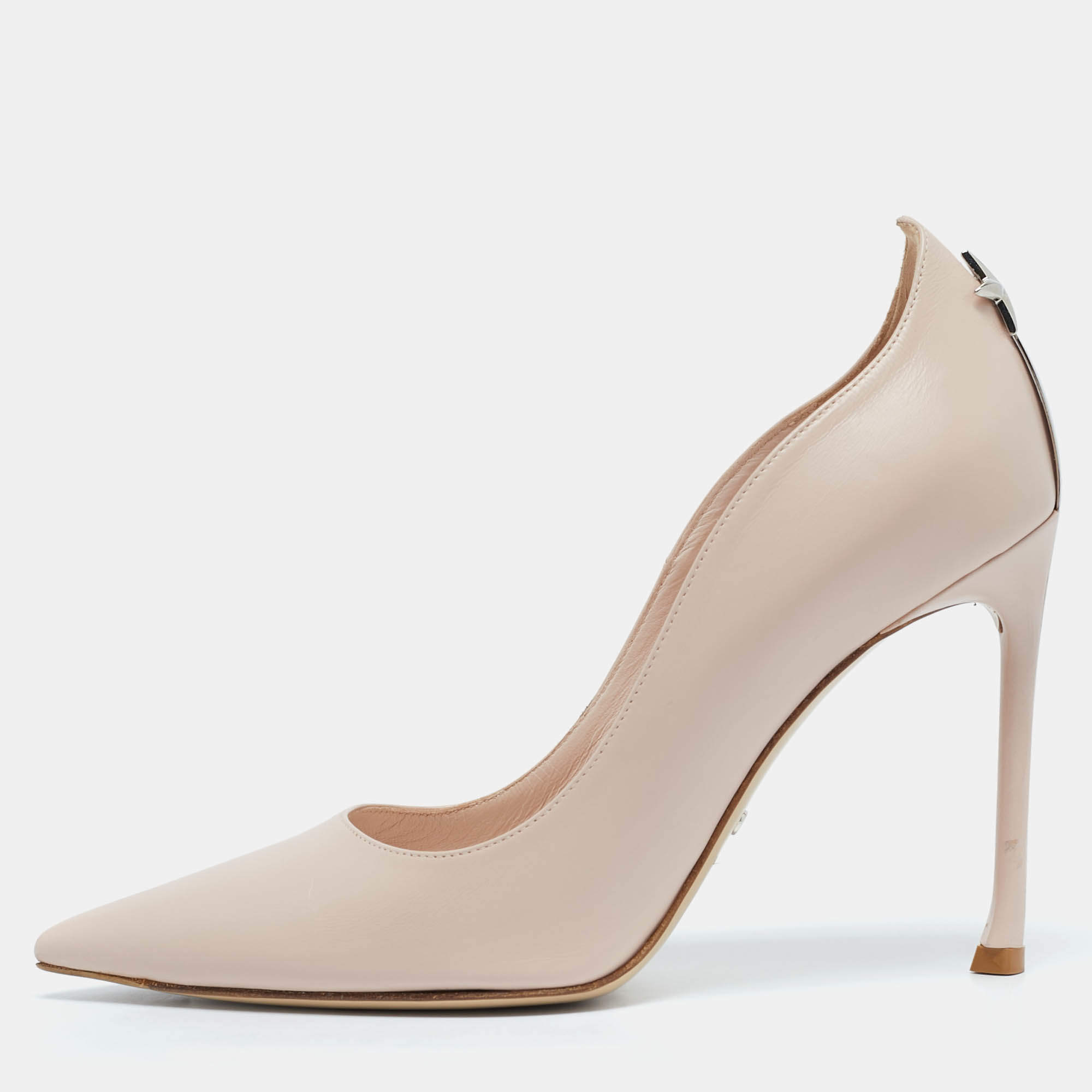 Pre Owned Dior Beige Leather Pointed-Toe Pumps Size 37.5