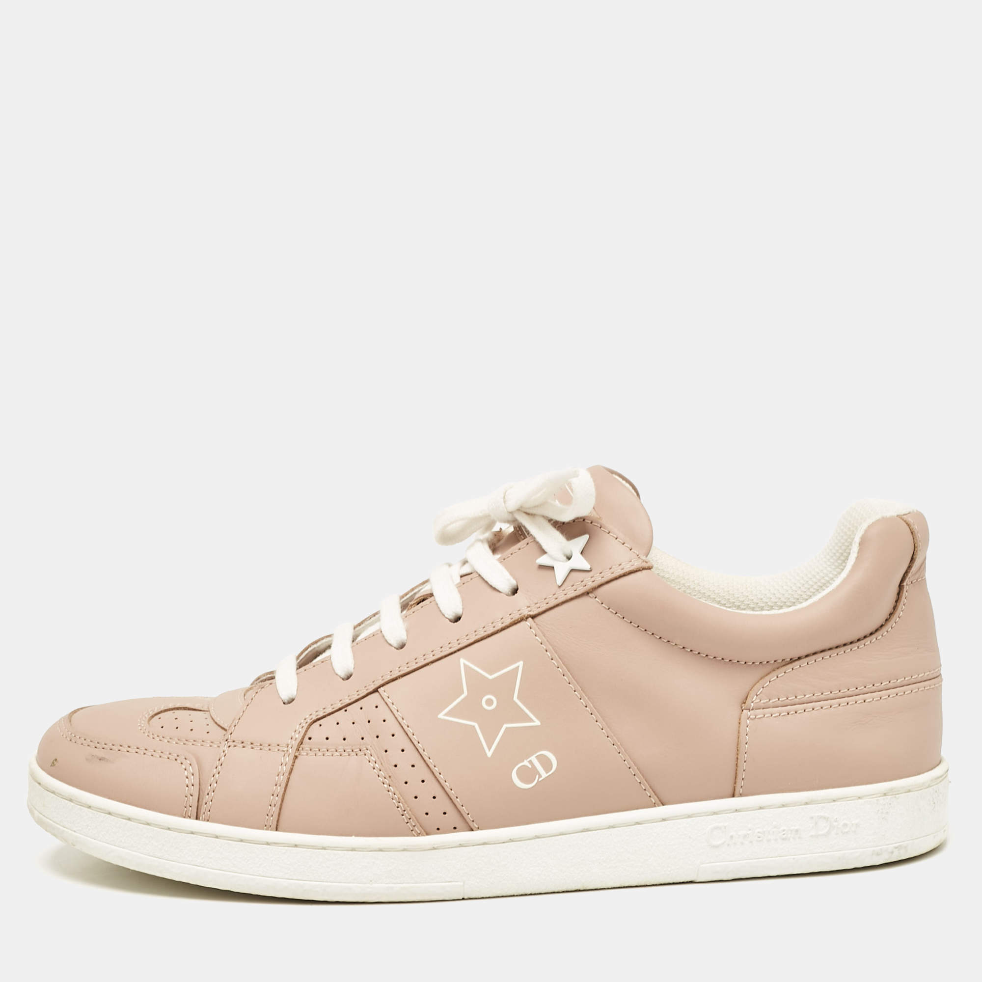Dior Beige Leather D-star Lace Up Sneakers Size 38