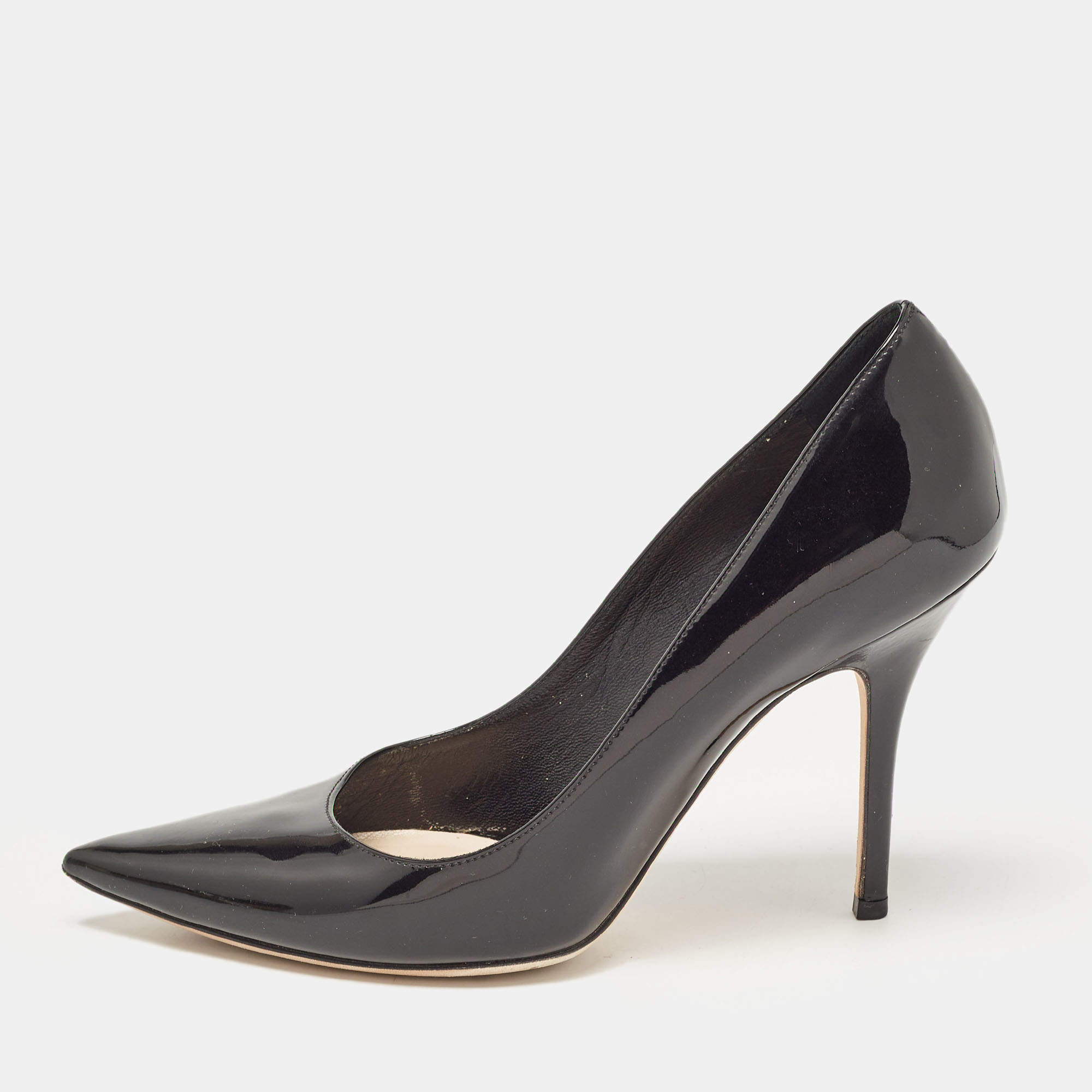 Pre Owned Dior Black Patent Leather Cherie Pumps Size 37.5