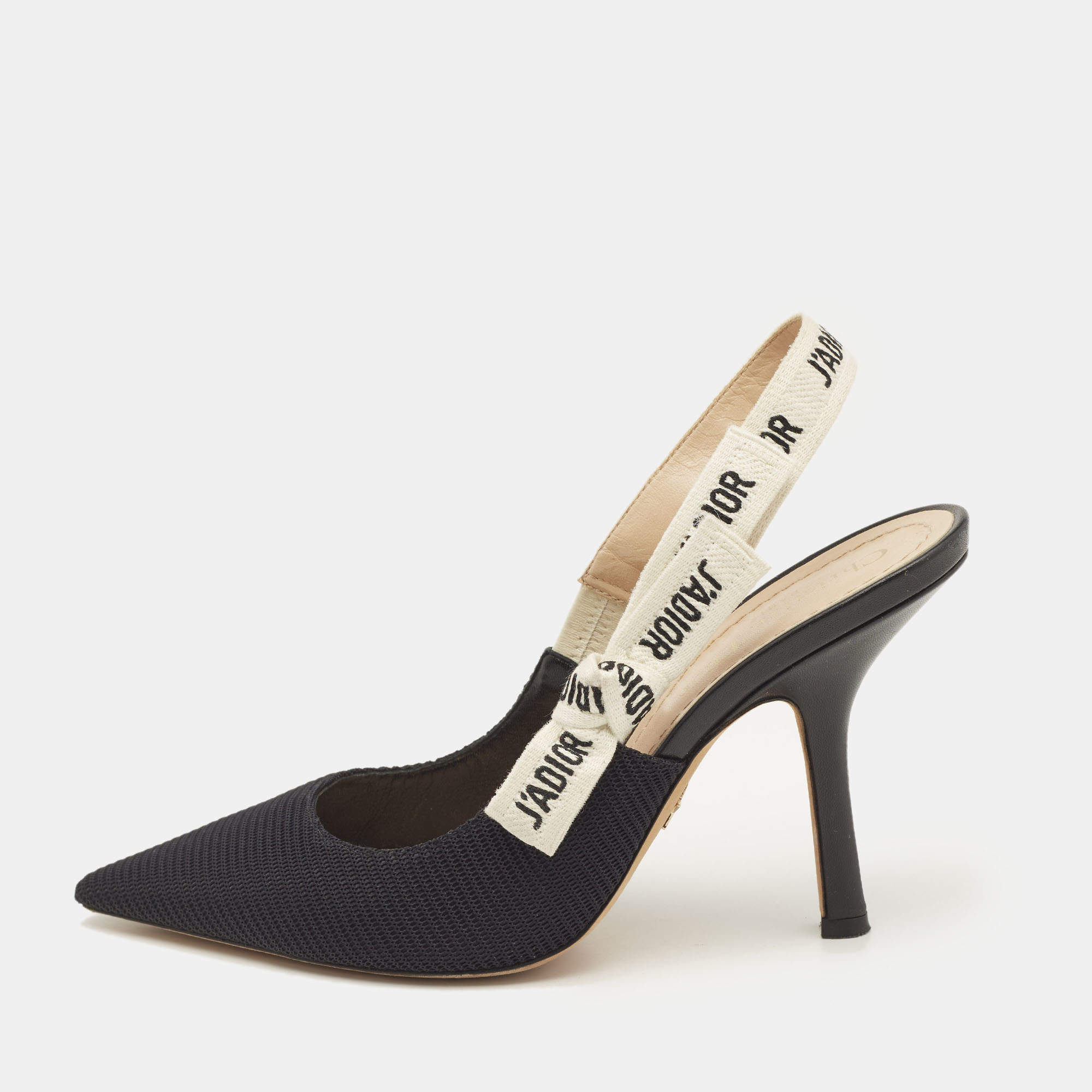Pre Owned Dior Black Canvas J'Adior Slingback Pumps Size 39