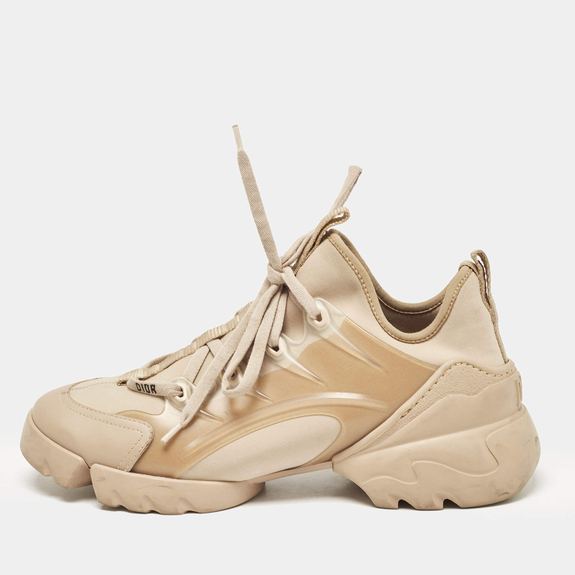 Dior Beige Neoprene and Rubber D-Connect Low Top Sneakers Size 38