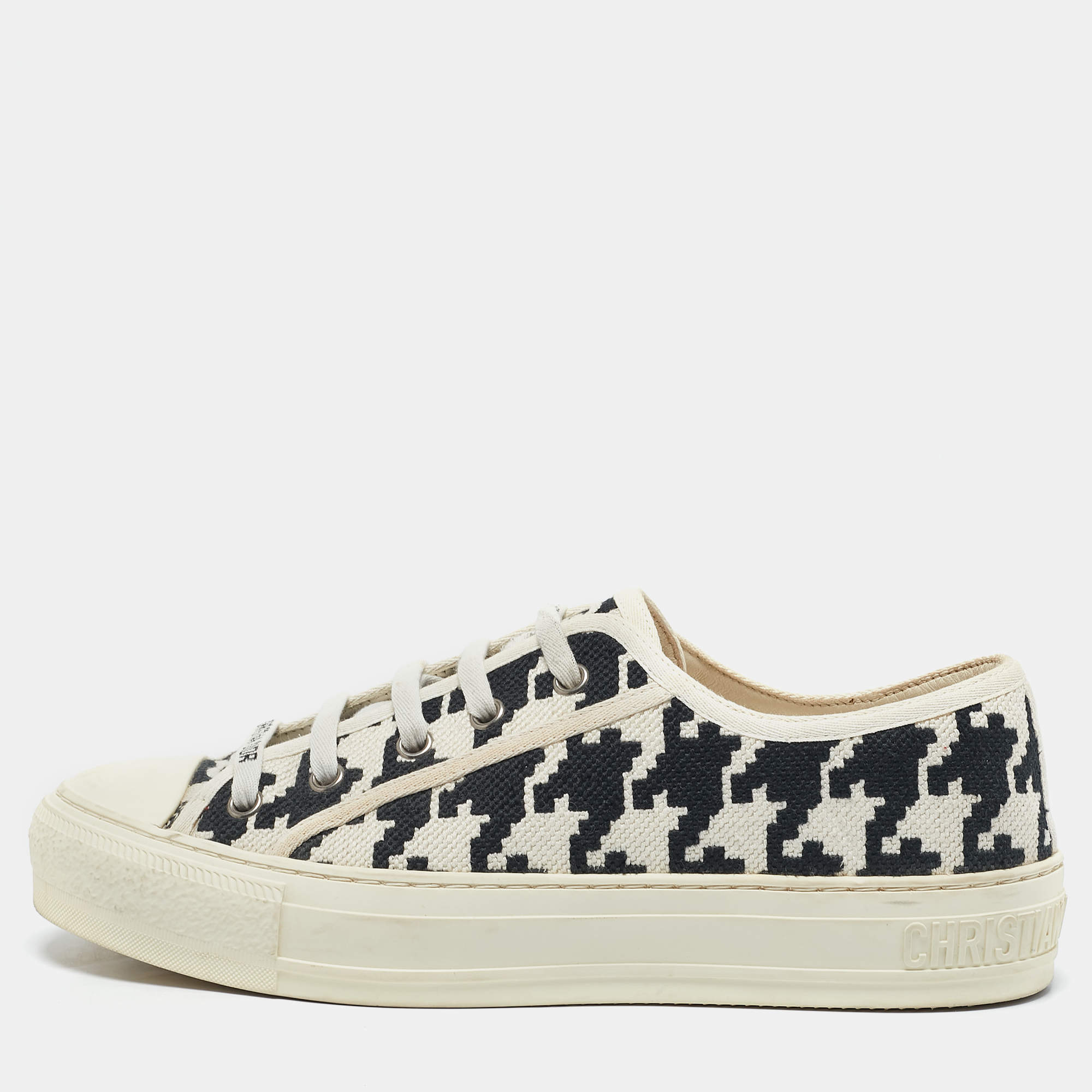 Dior Black/White Canvas Walk'n'Dior Low Top Sneakers Size 38.5