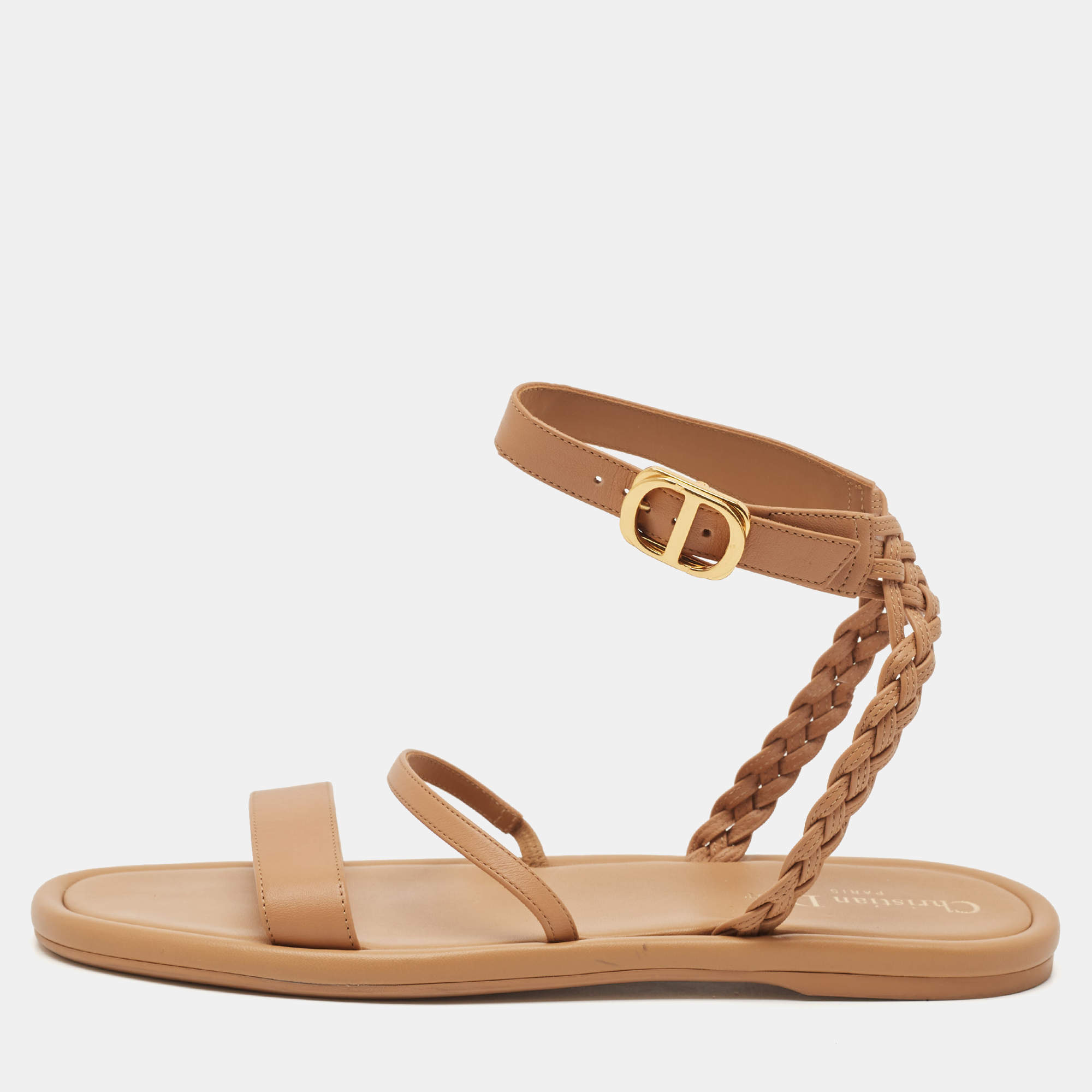 مملوكة مسبقًا Dior Brown Leather Slingback Sandals Size 40