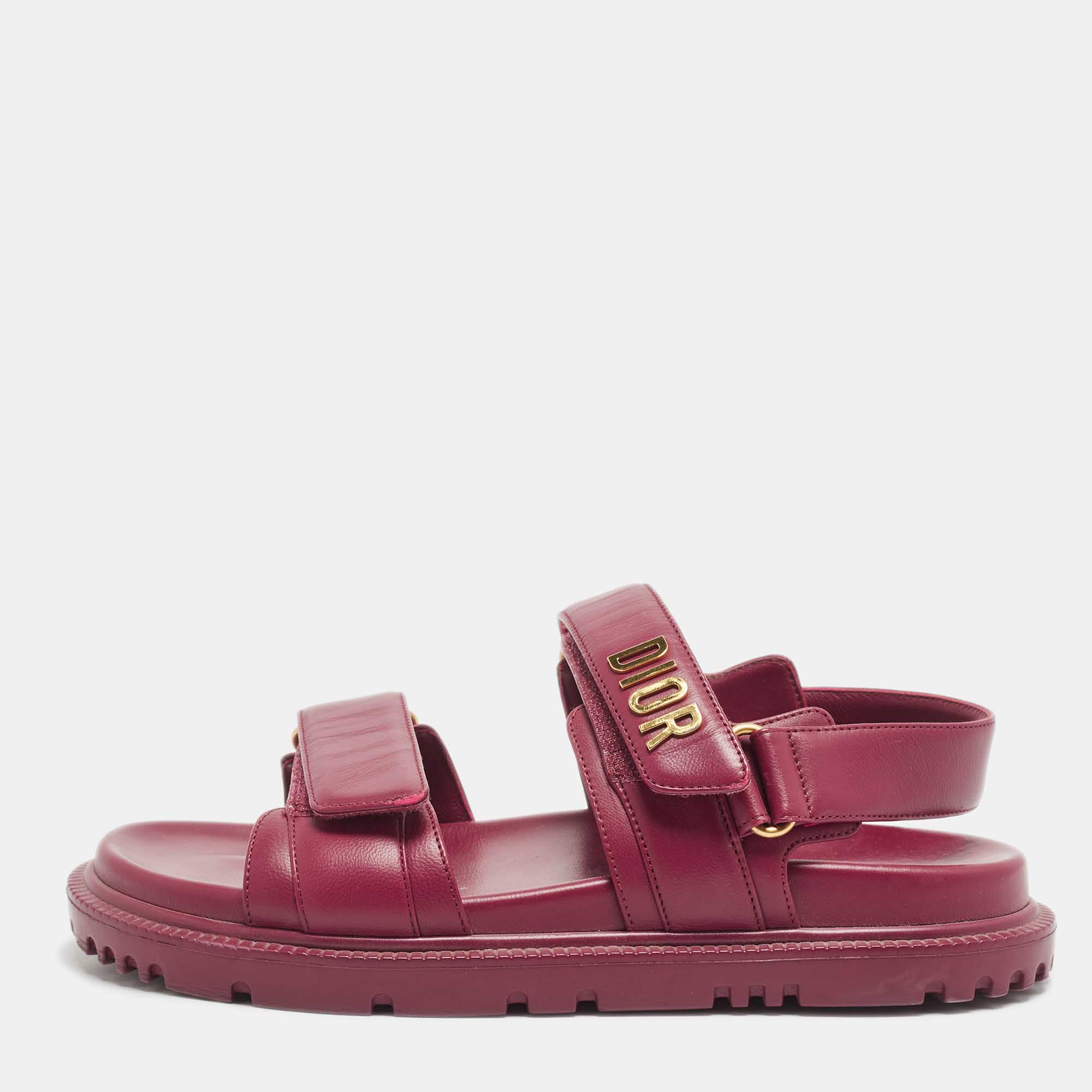  مملوكة مسبقًا Dior Purple Leather DiorAct Slingback Sandals Size 38.5