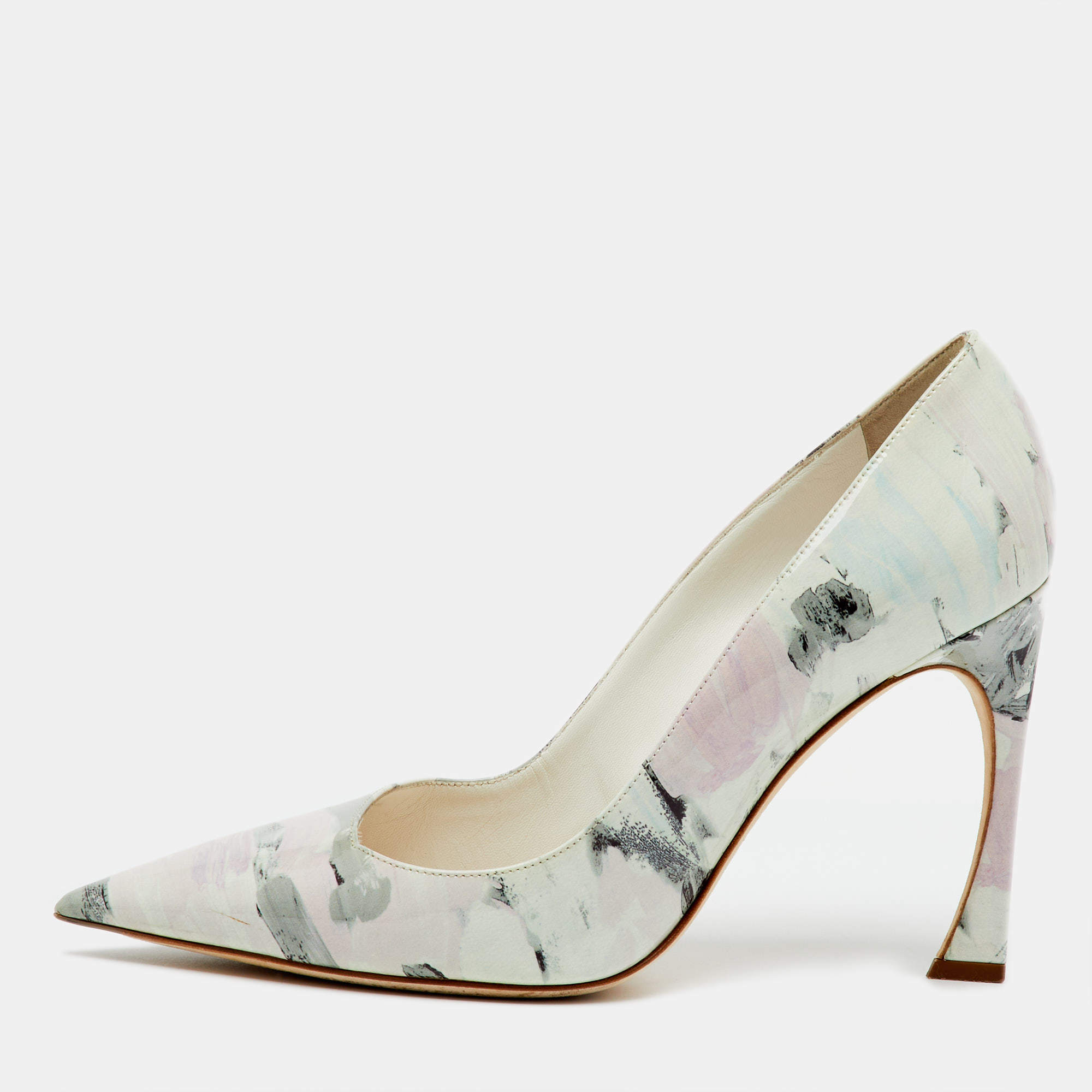 Dior Multicolor Printed Patent Leather Pointed Toe Pumps Size 39.5