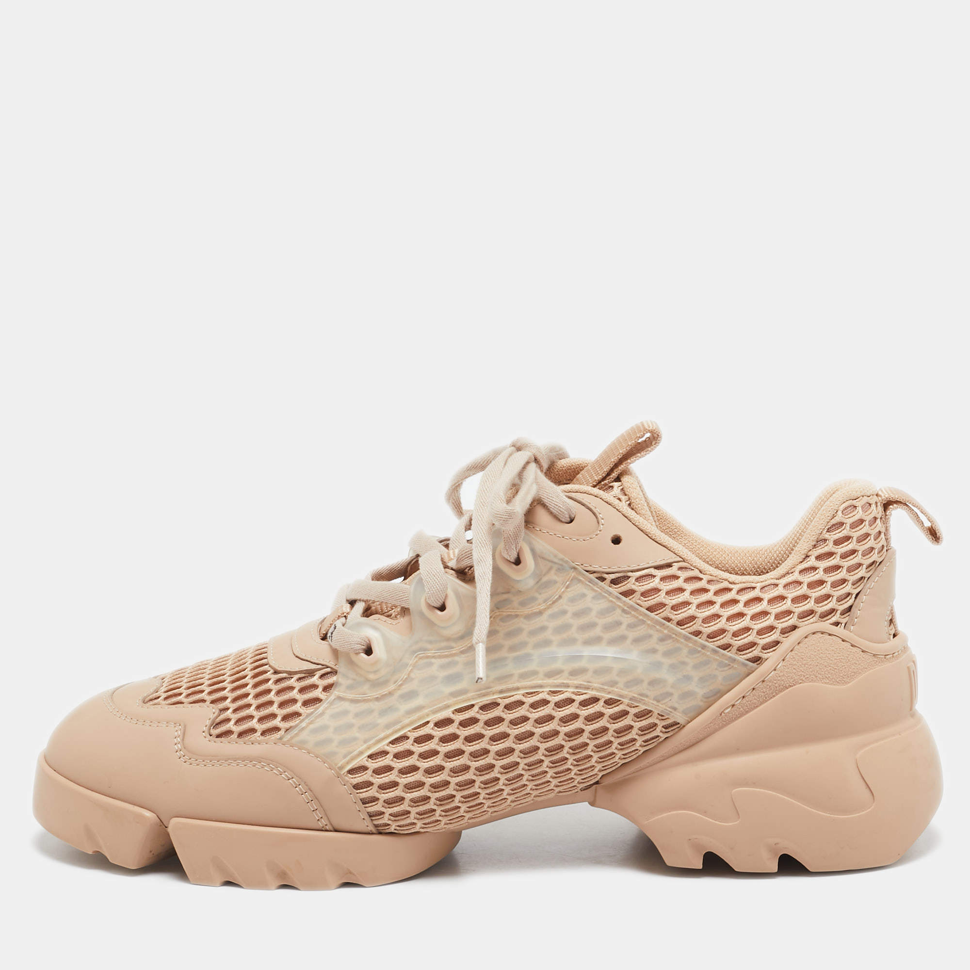 Dior Beige Mesh and Leather D-Connect Sneakers Size 40