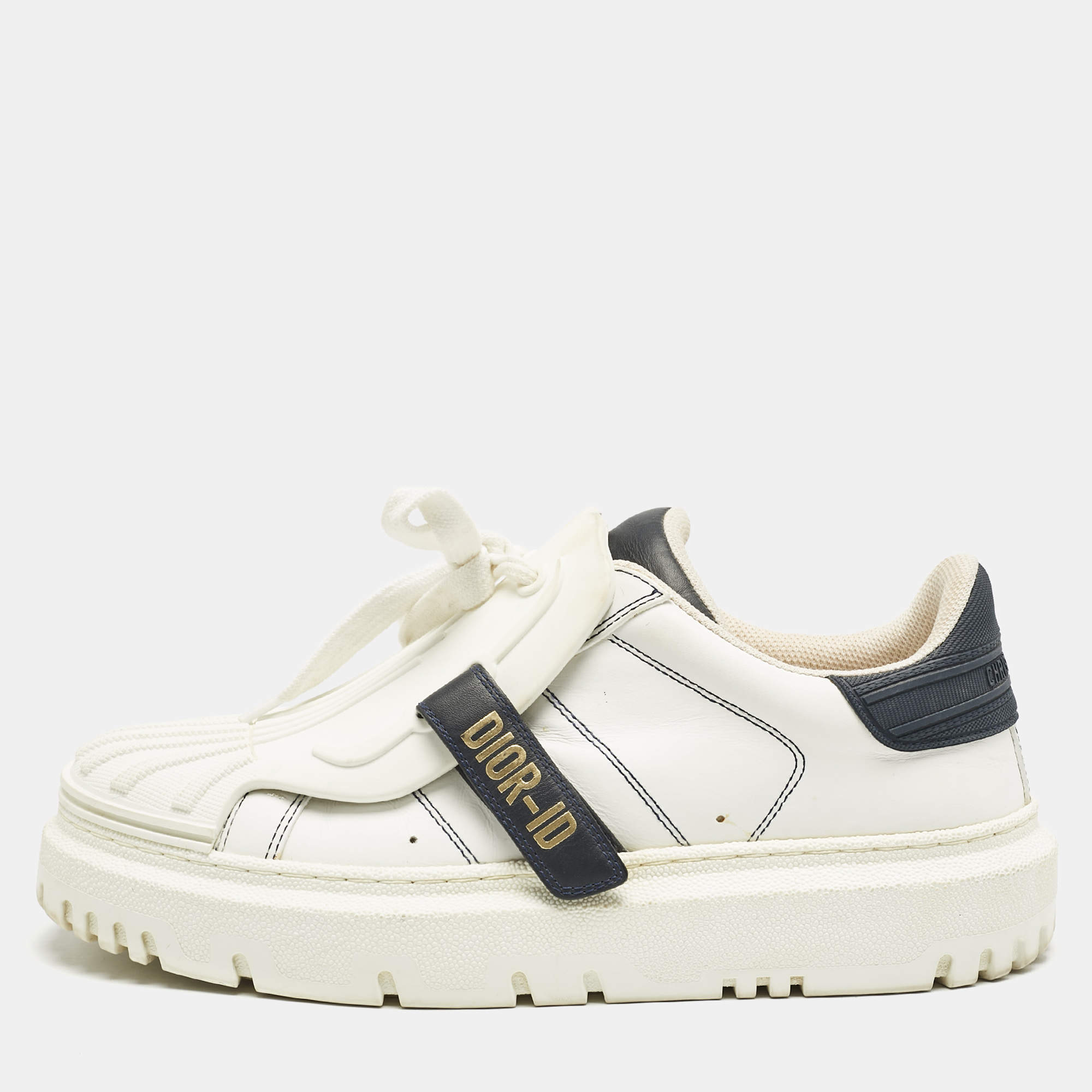 Dior White Leather Dior ID Low Top Sneakers Size 38.5