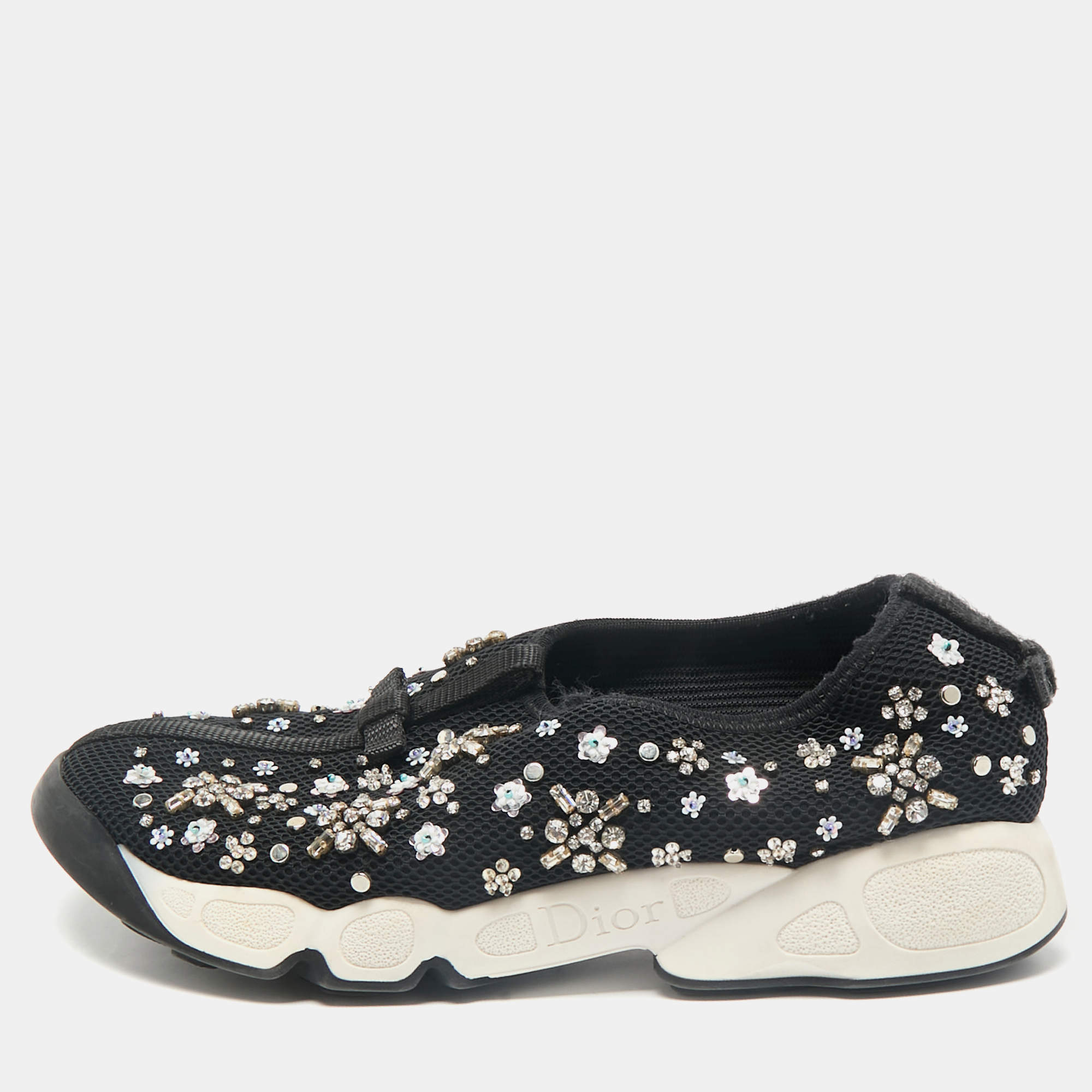 Dior Black Mesh Fusion Slip On Sneakers Size 38