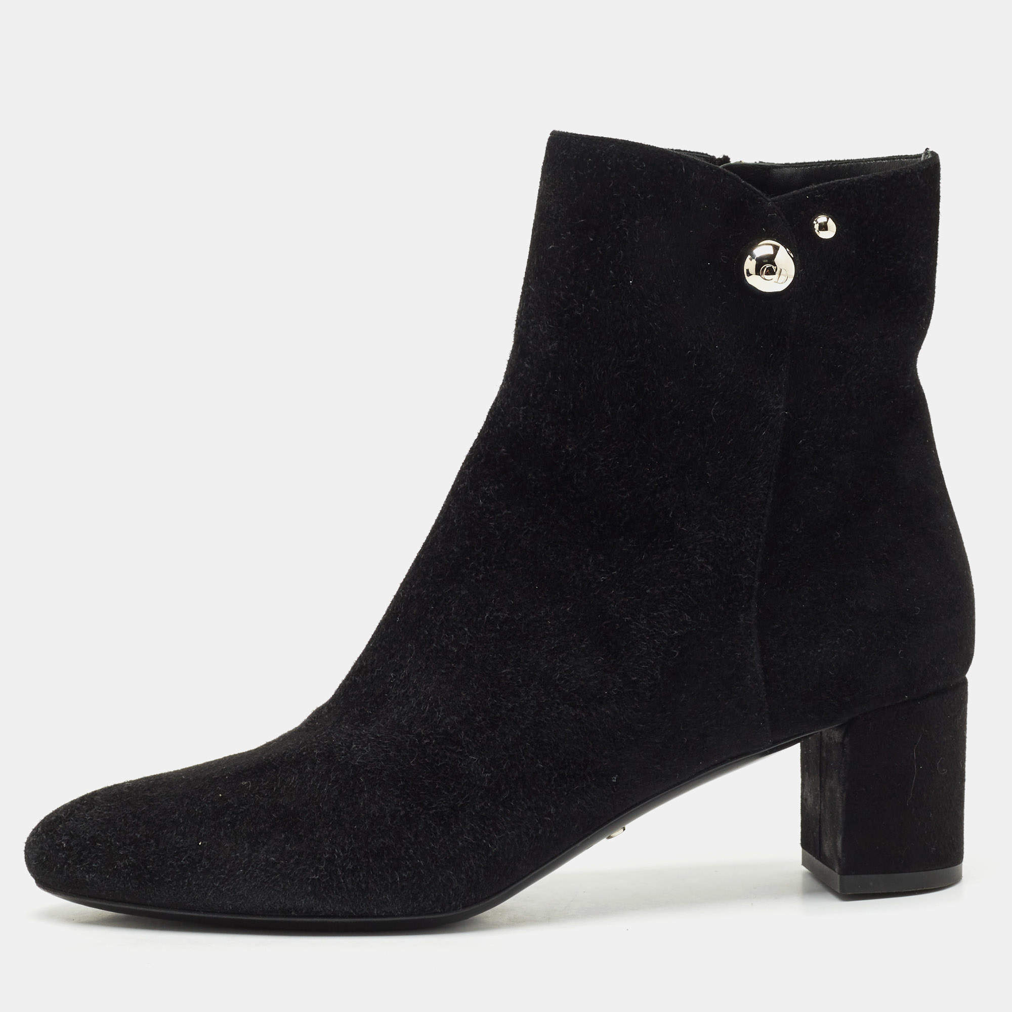 Dior Black Suede Zipped Ankle Length Boots Size 40