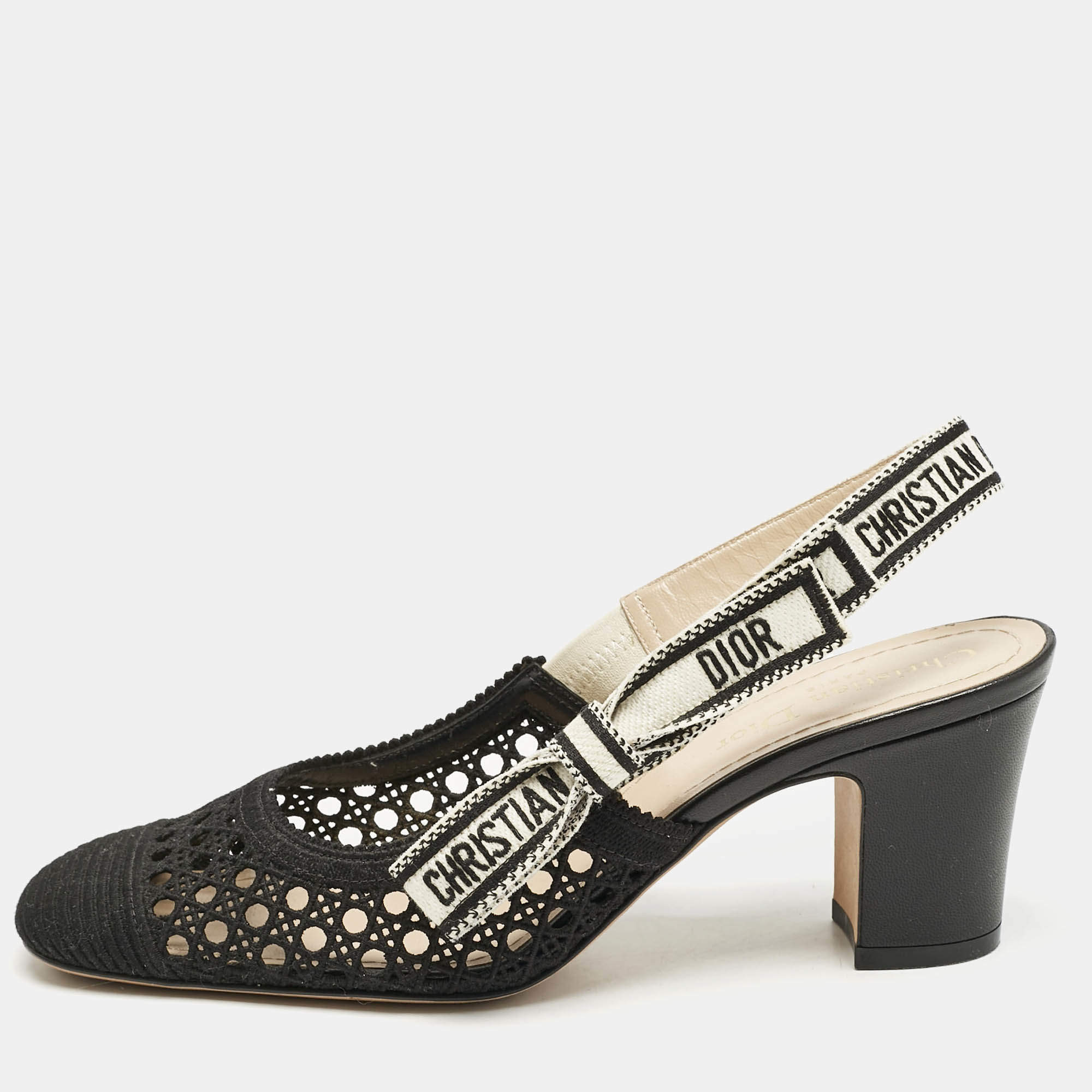 Dior Black Canvas D-moi Slingback Pumps Size 37