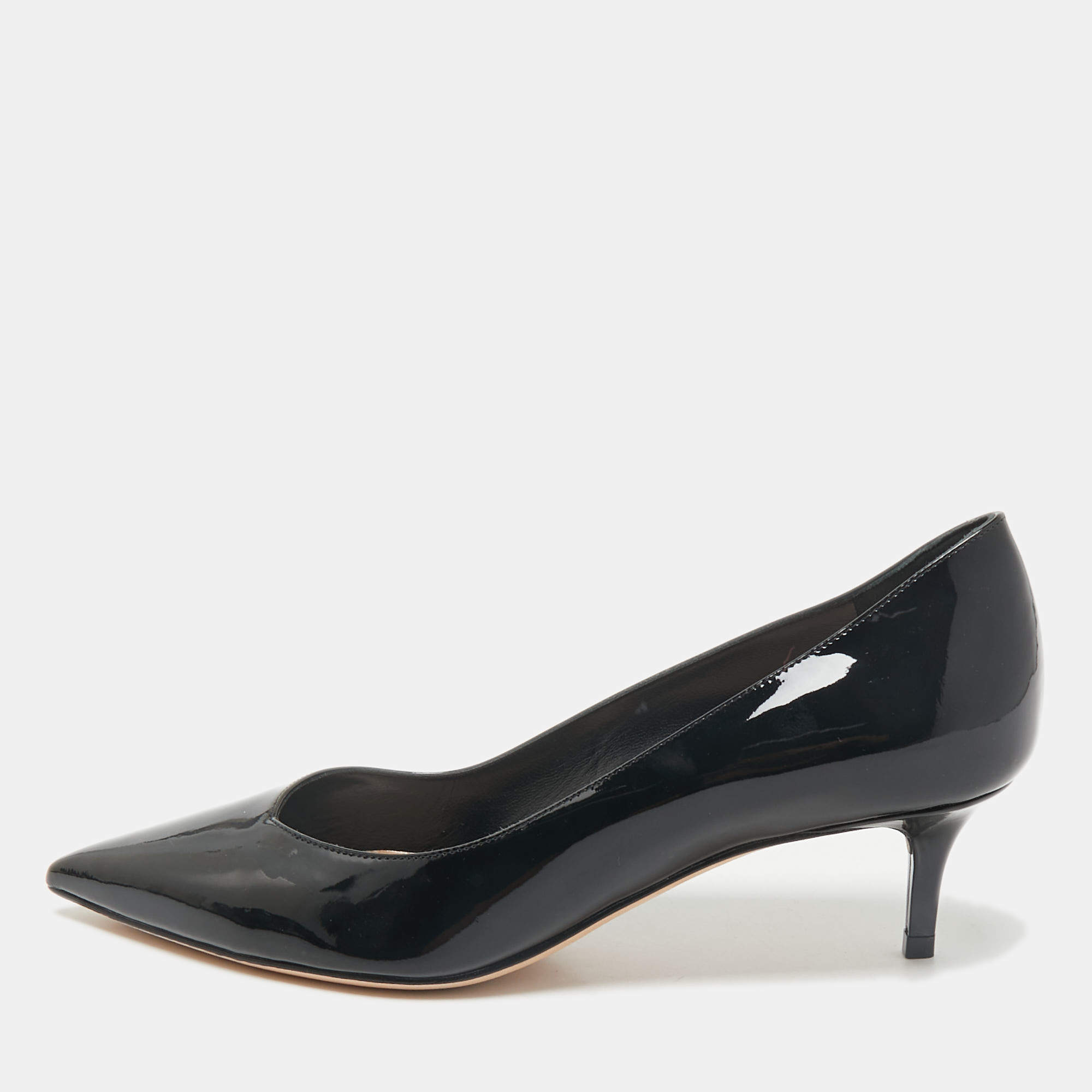 Dior Black Patent Leather Pointed Toe Pumps Size 37