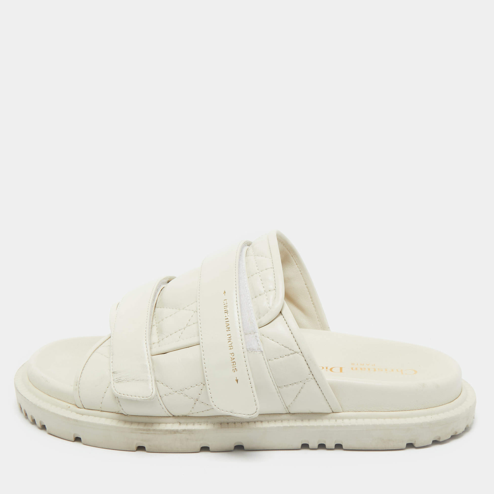 Dior Cream Quilted Leather Mules Size 40