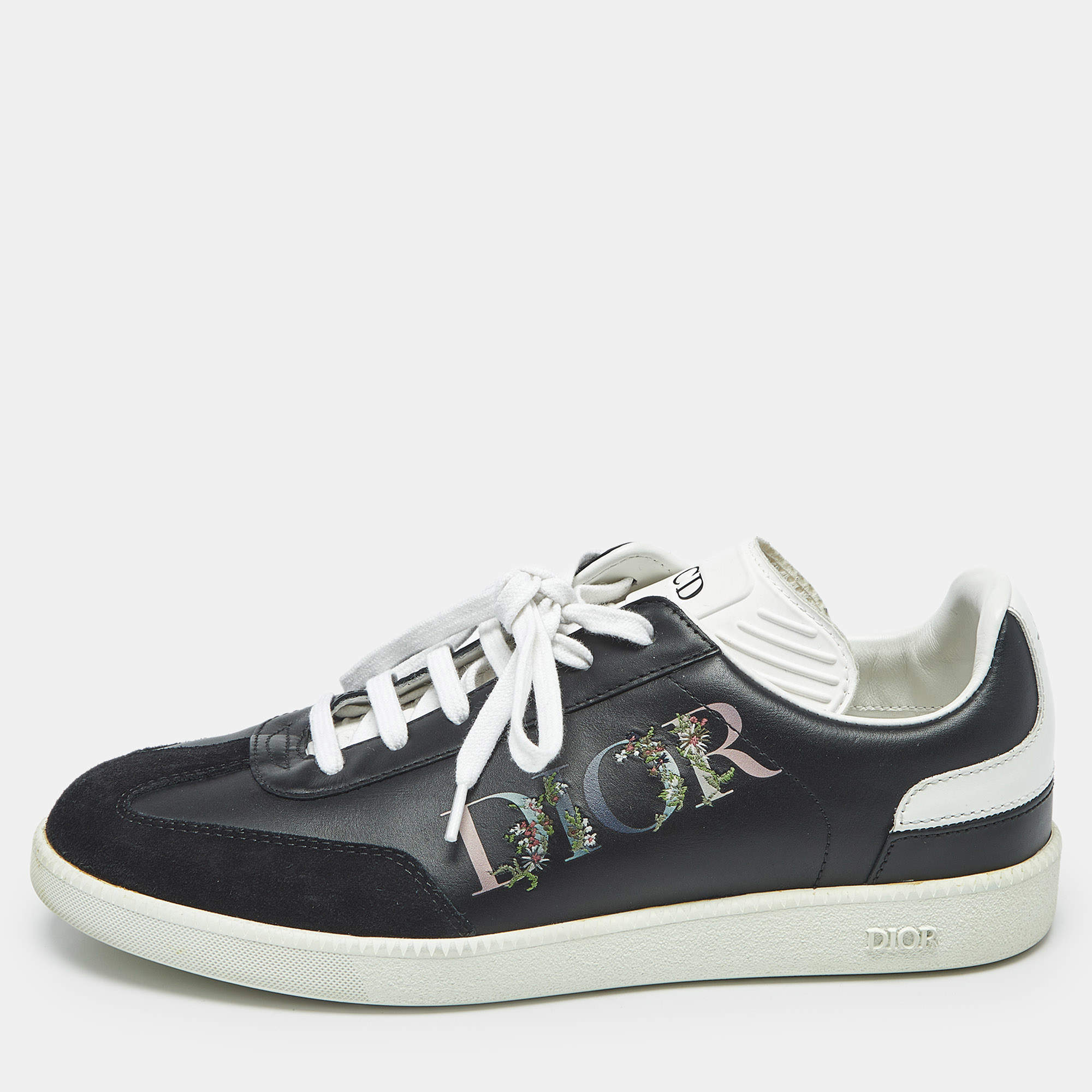 Pre Owned Dior Black Leather And Suede D Bee Low Top Sneakers Size 37