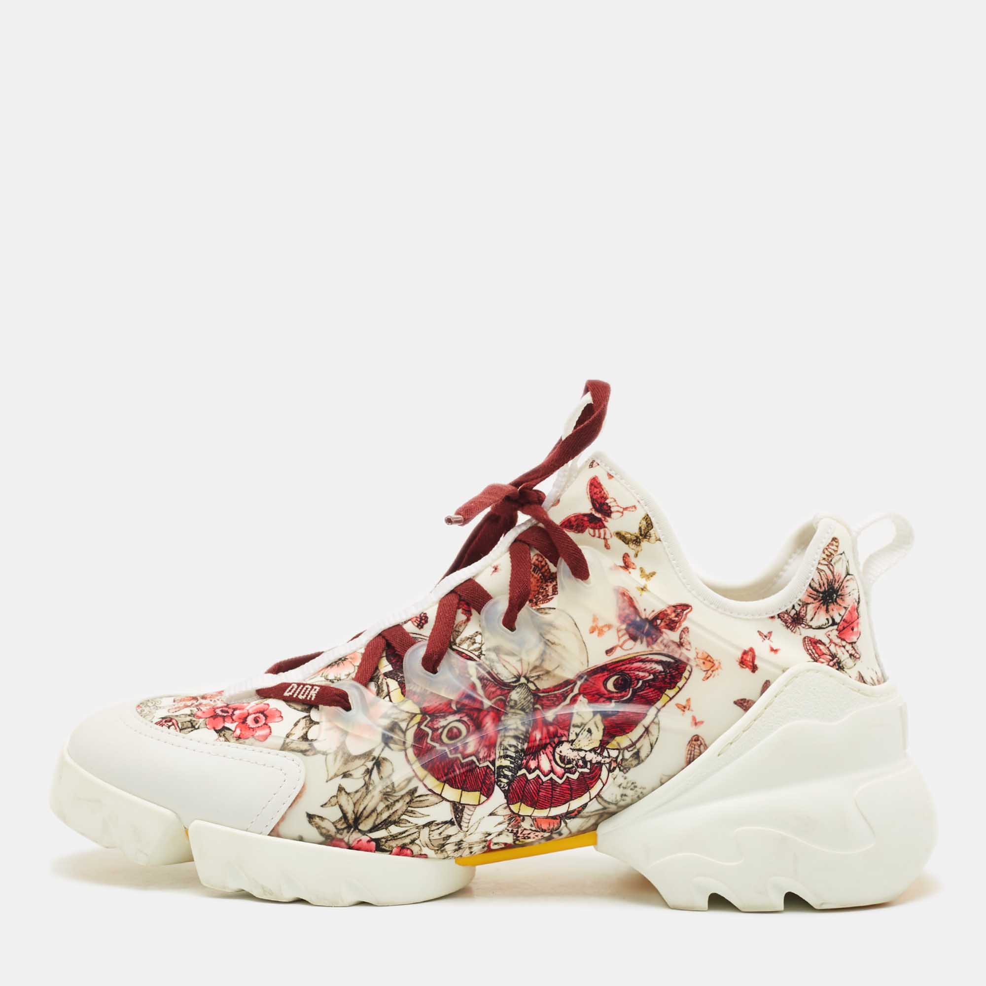 Pre Owned Dior Multicolor Leather and Neoprene D-Connect Lace Up Sneakers Size 41