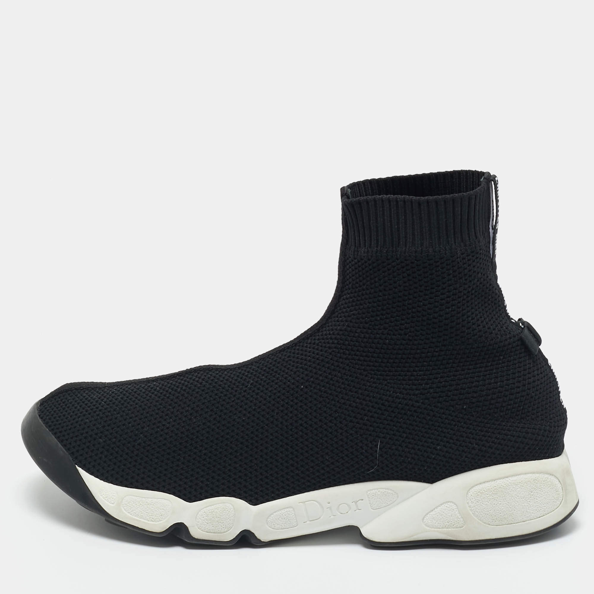 مملوكة مسبقًا Dior Black Knit Fabric Fusion 2.0 Sock High Top Sneakers Size 39