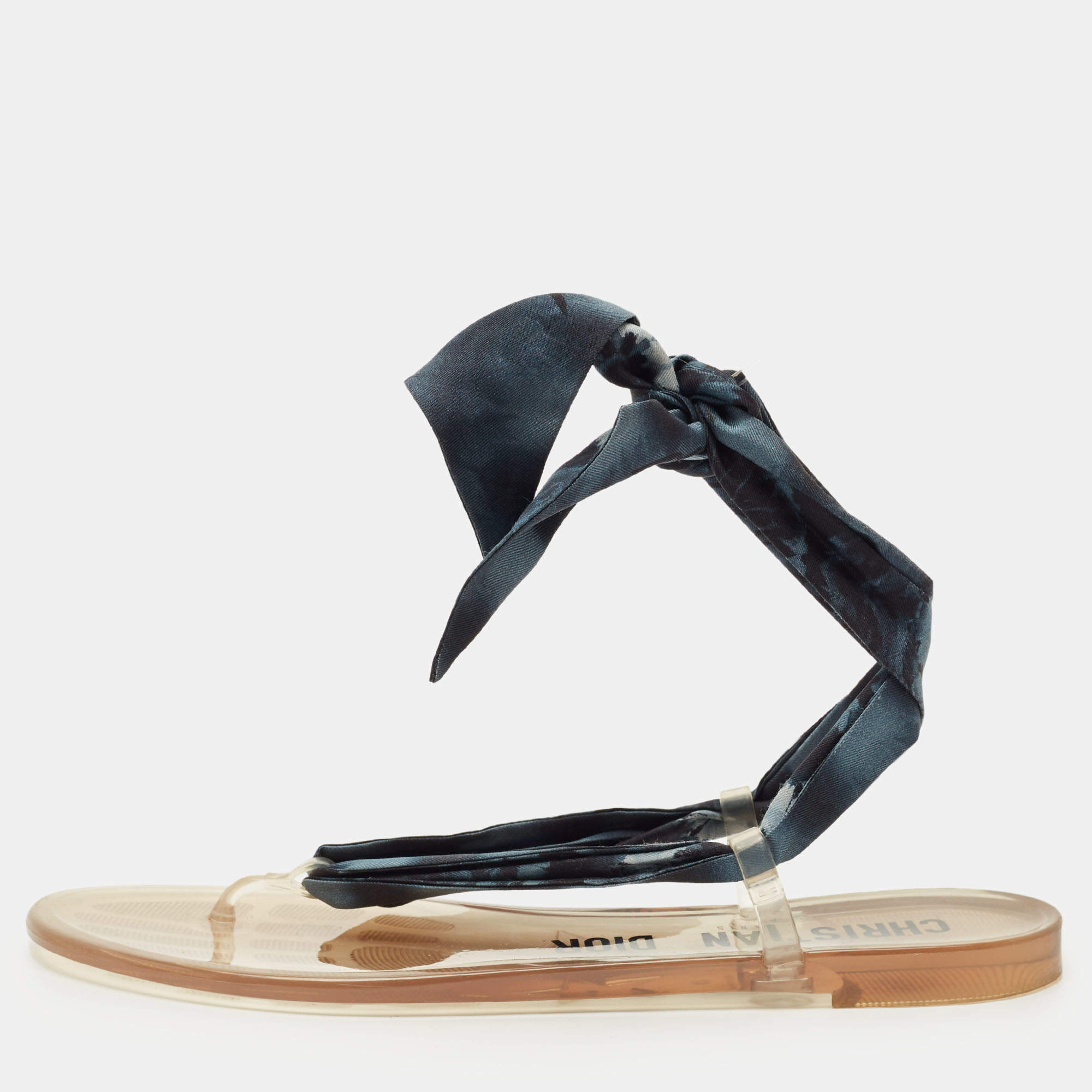 Pre Owned Dior Two Tone Fabric Kaleidoscope Thong Flat Sandals Size 42